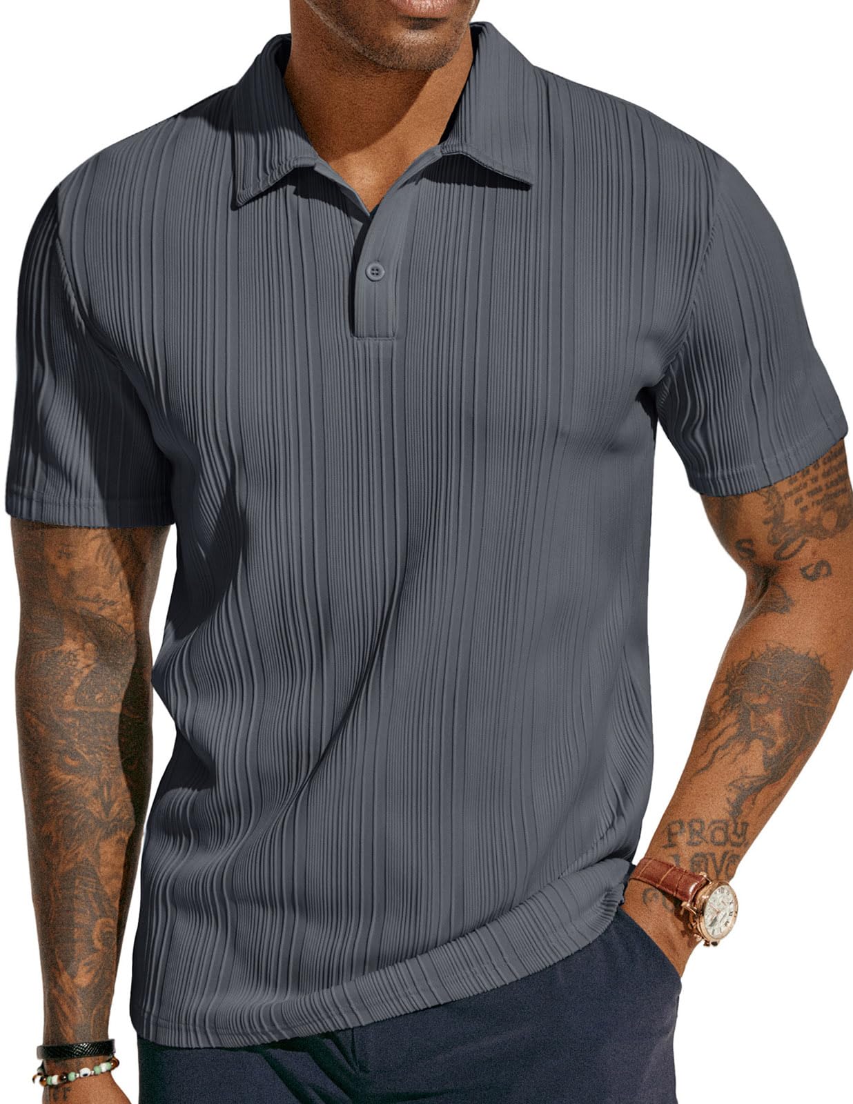 PJ PAUL JONES Mens Polo Shirts Short Sleeve Textured Knit Polos