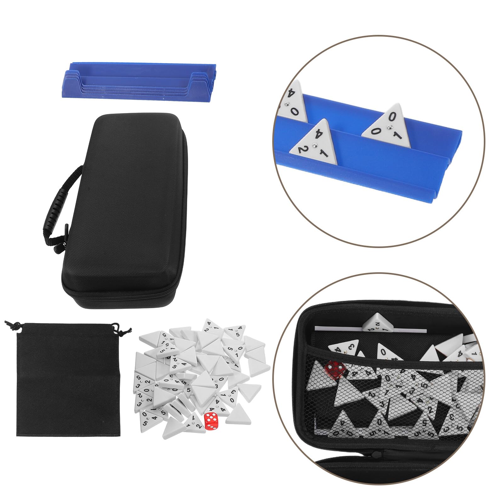 Triangular Domino Spielset mit Tragbaren Nummerierten Dreieck-Domino-Steinen Inkl Aufbewahrungskoffer Beutel Würfel Familien Strategiespiel für Reisen Partys Unterricht und