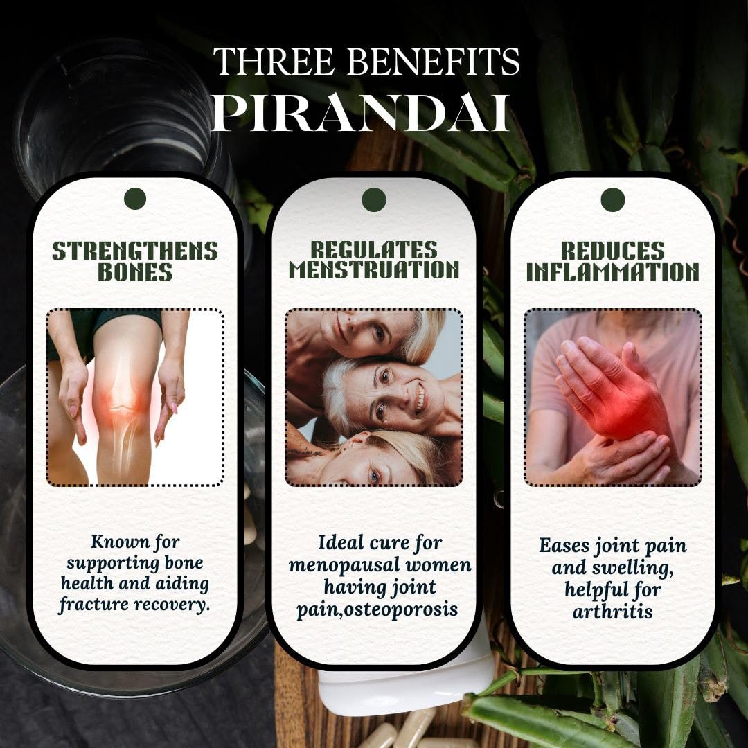 Pirandai Capsule 500mg - 60 Nos - Vegetarian Capsule & Non GMO - Hadjod Capsule - Veld Grape - Cissus Quadrangularis 2