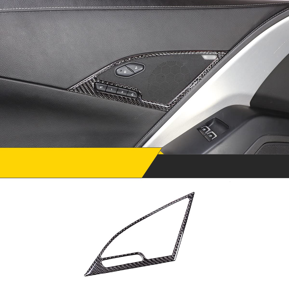 taruisixt for Chevrolet Corvette C7 2014-2019 Soft Carbon Fiber Car Left Main Driver Front Door Speaker Horn Ring Panel Frame Decorative Sticker Protective Car Interior Accessories 1 PCS Black