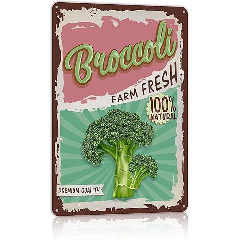 TREEPERI Vintage Vegetable Broccoli Metal Tin Signs Wall Decor for Kitchen Garden Farm Fresh