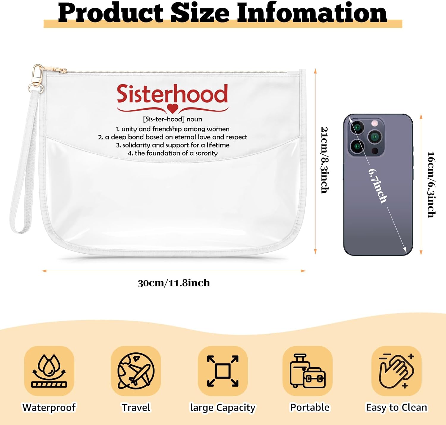 Sisterhood Gifts for Girl Women Makeup Bag Dst Sorority Gift Sisters Present from Sister Cosmetic Bag Valentines Galentines Day Friendship Present for Her Girlfriend Travel Pouch with Zipper - Image 2