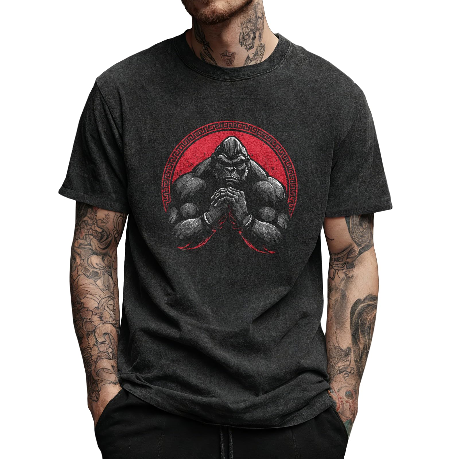 Street Graphic Shirts for Men Solid 100 Cotton Acid Washed Mens Oversized Summer Gym Apparel
