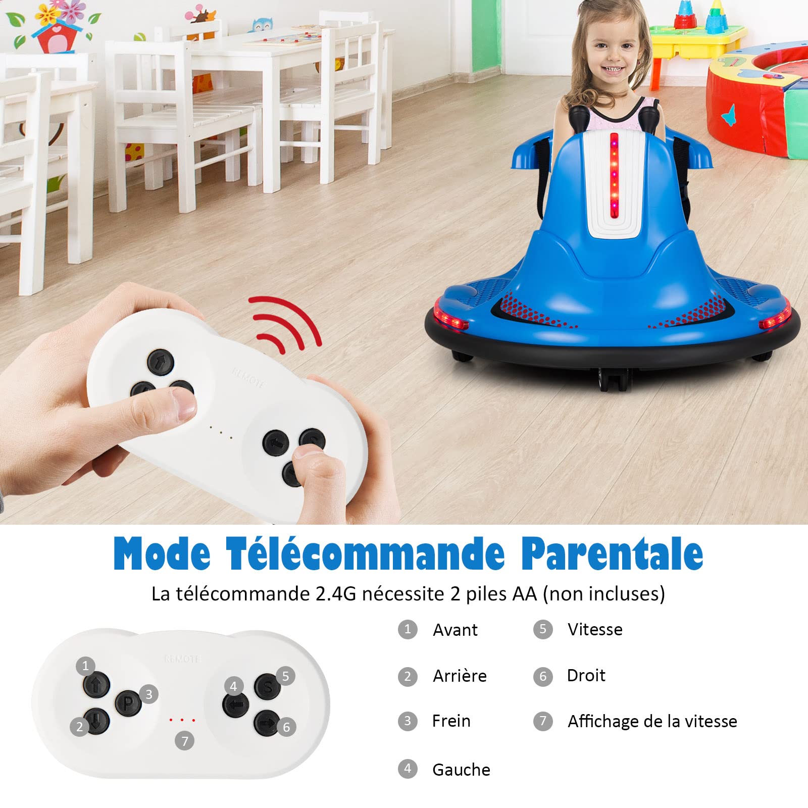 DREAMADE 360° Auto Tamponneuse Électrique Enfant 2-5 Ans avec
