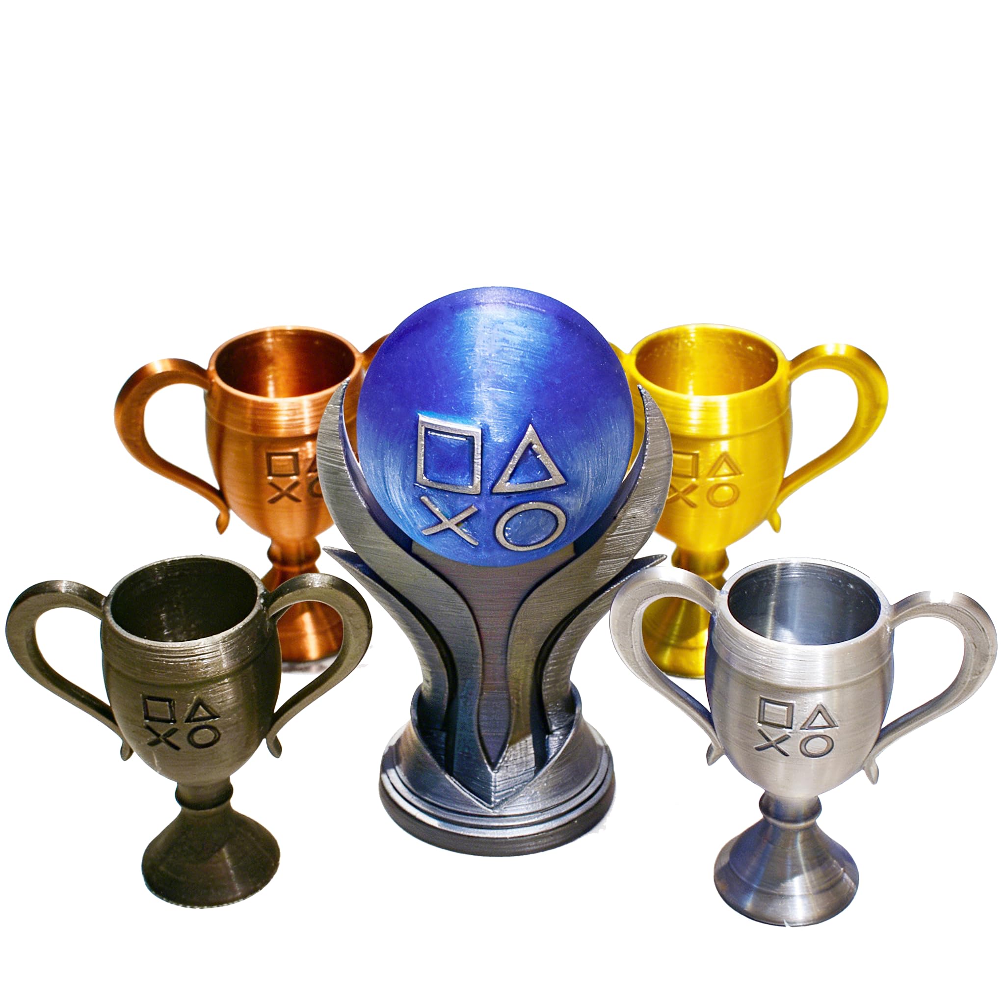 Set mit 5 physischen Trophäen (Platin/Gold/Silber/Bronze/Geheimnis) für Spielhalle, Sammlergeschenk, kompatibel mit allen Spielbereichen