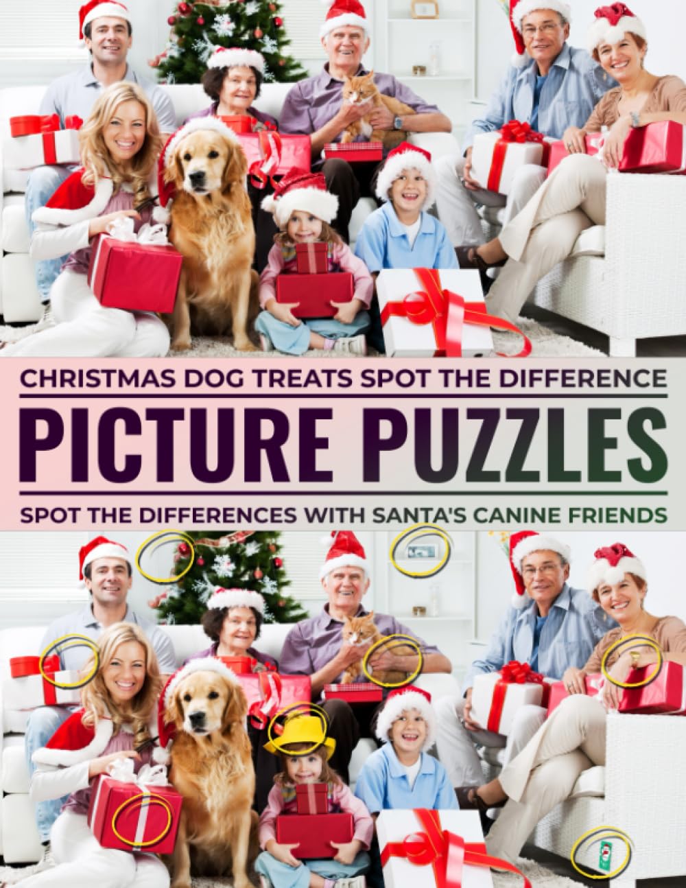 Christmas Dog Treats Spot the Difference Picture Puzzles: Spot the Differences with Santa's Canine Friends