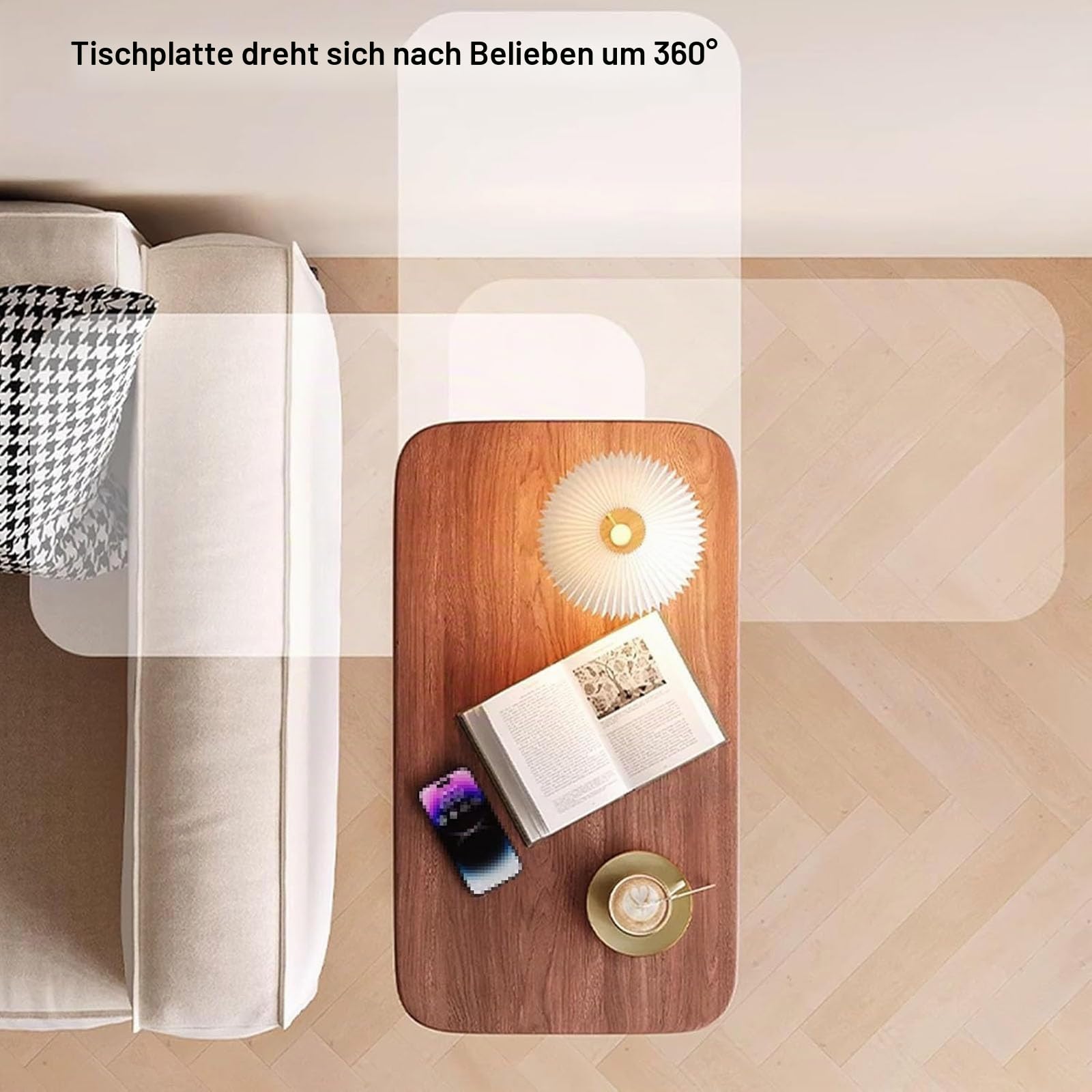 Beistelltisch Holz Klein Couchtisch Sofatisch: C Form Höhenverstellbar Couch Mobiler Kaffeetisch Klein Side Table Laptop Stand für Wohnzimmer Schlafzimmer (Holzfarbe)