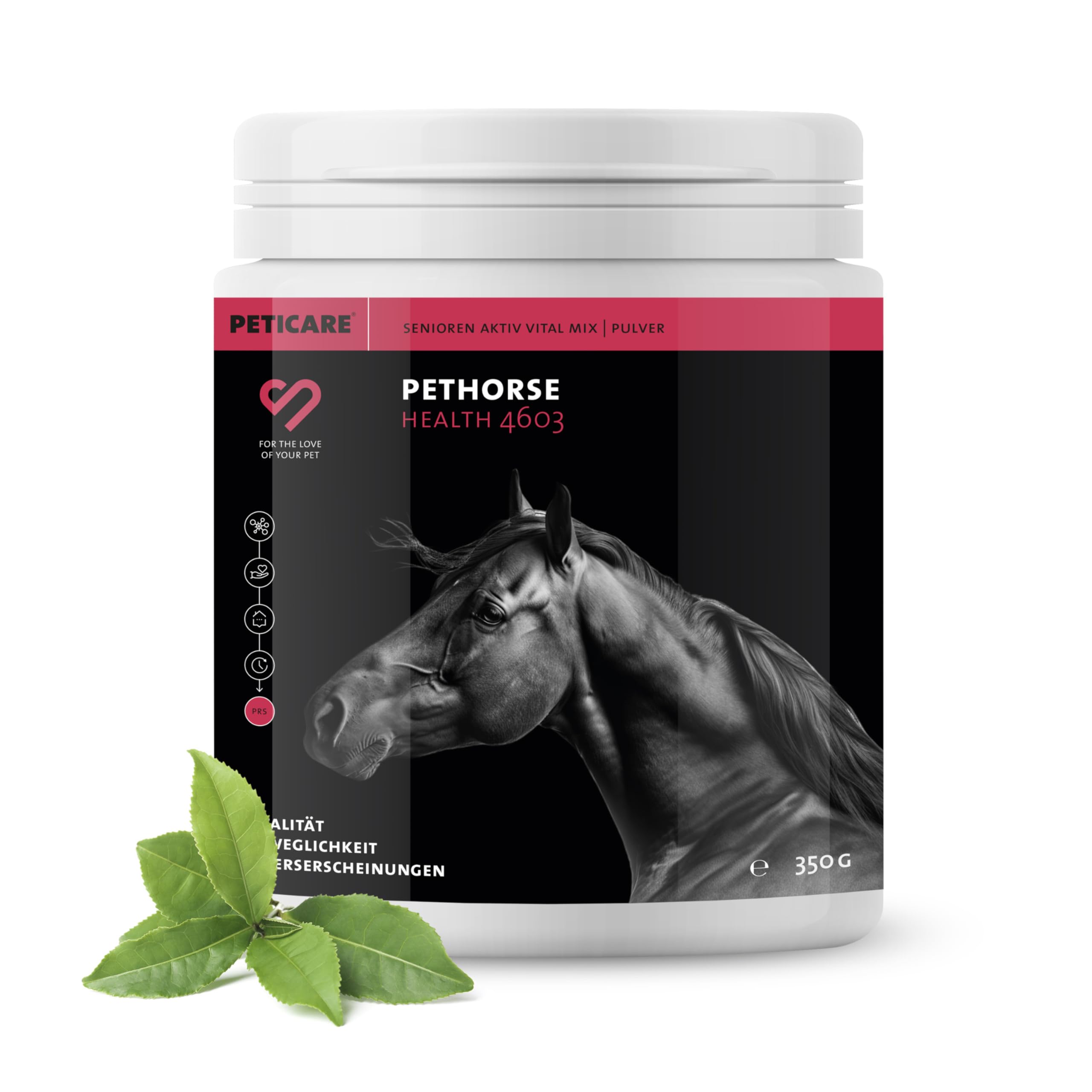 Peticare Senior Polvo para Caballos | Promueve la vitalidad, Movilidad en la vejez | Ingredientes de Origen Vegetal, con L-leucina, MSM | para Caballos Senior y Ponis Mayores | petHorse Health 4603