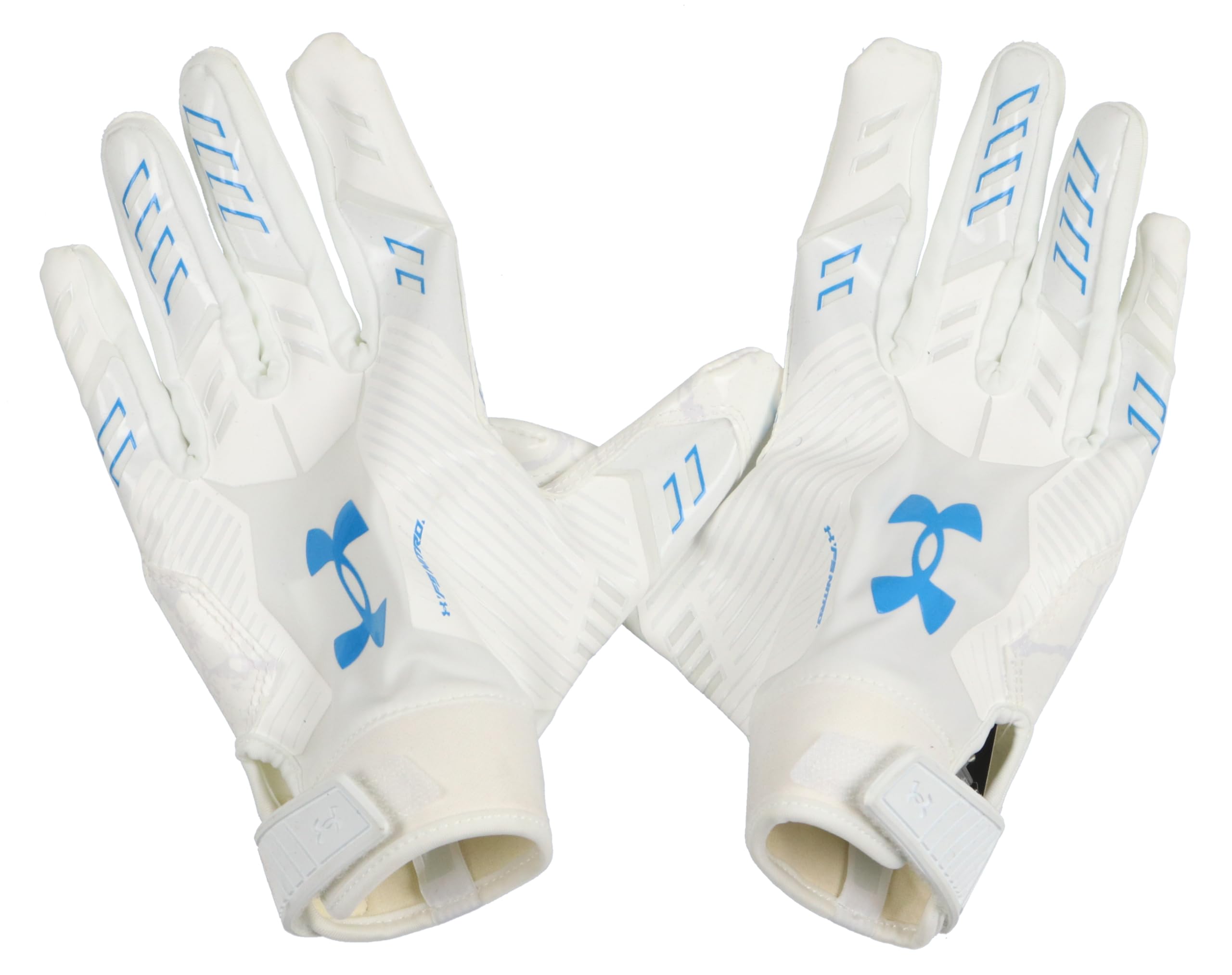 Under Armour F9 Mens Nitro Football Gloves (100) White/Distant Grey/Metallic Capri - Large โ image 1