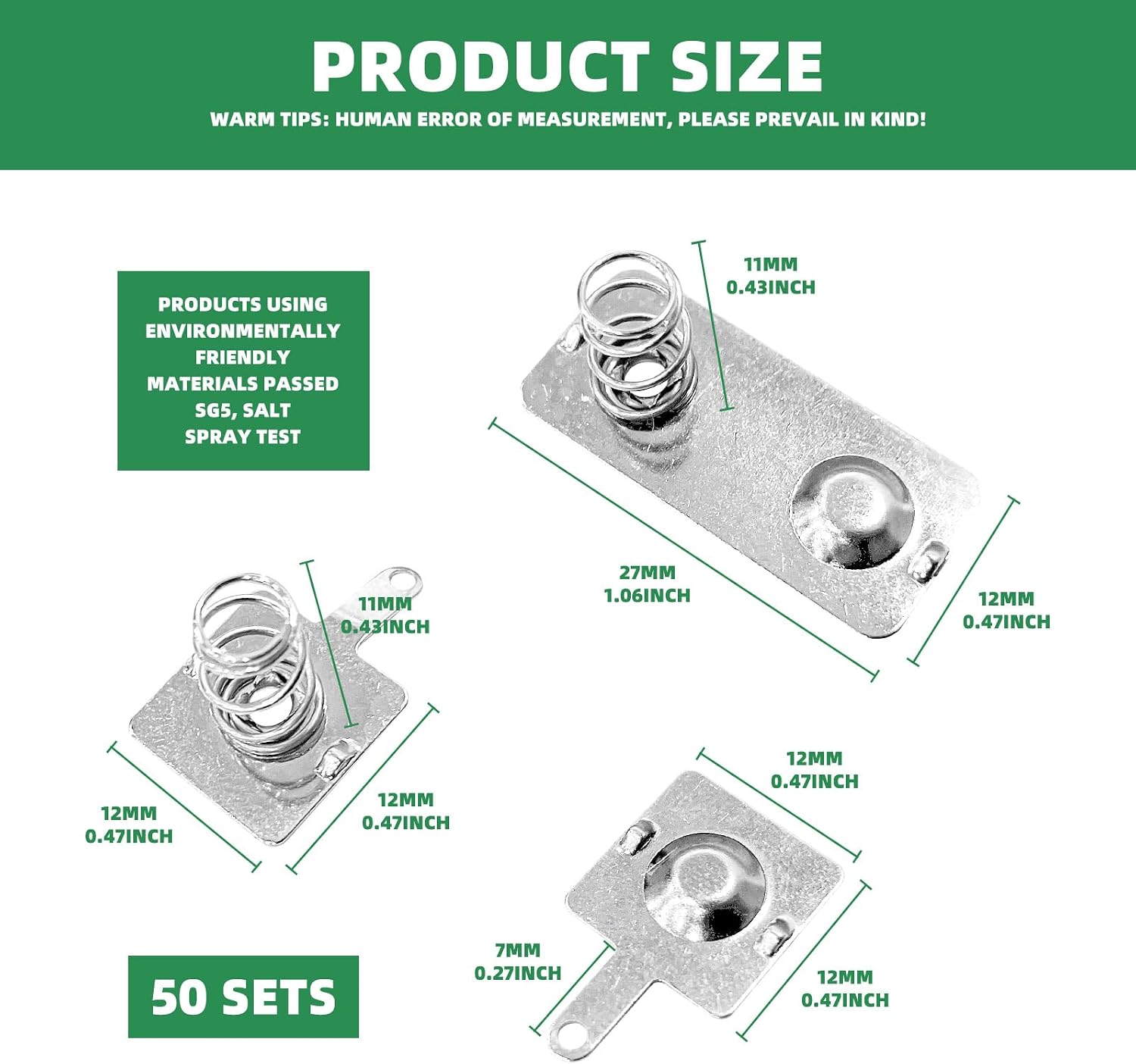 100 Pairs Battery Springs AA, Nickel Plated, 12x12mm & 12x26.5mm image 2