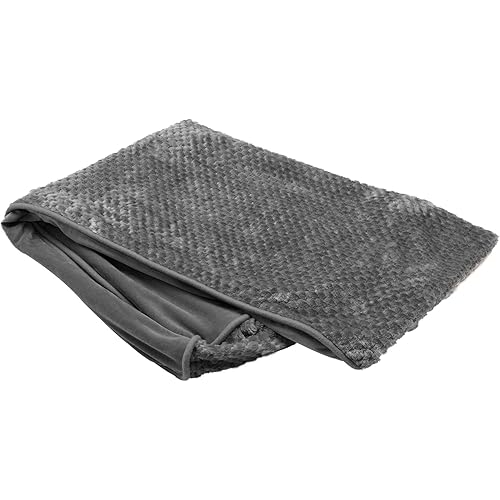 Furhaven Replacement Dog Bed Cover Minky Plush & Velvet Contour Luxe Lounger, Machine Washable - Gray, Small