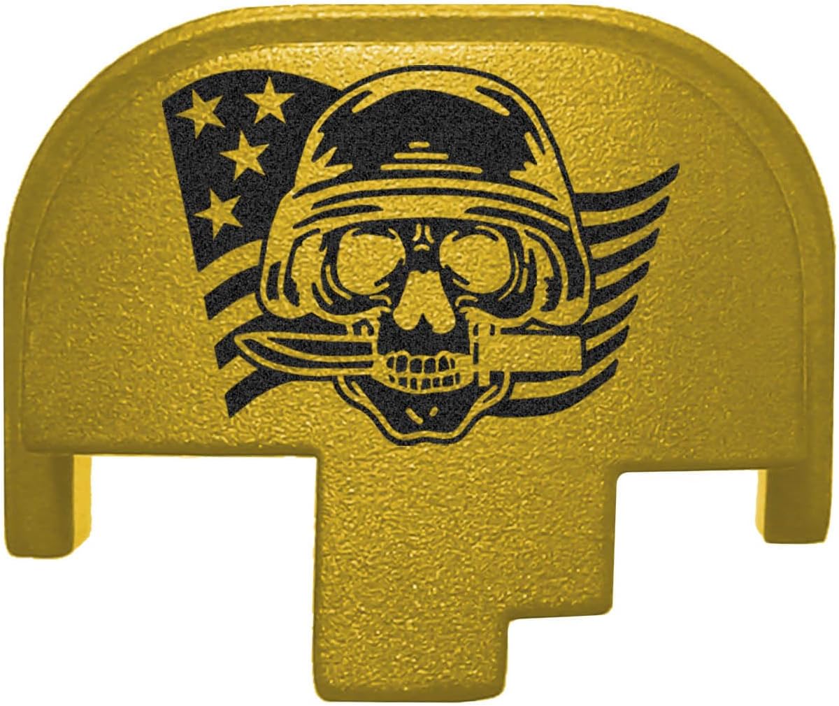 NDZ Performance Slide Cover Back Plate for Smith & Wesson M&P M2.0 Full Size & Compact 9mm, Blue Anodized Aluminum w/Black Laser Engraved Patriotic Image - Choose Image & Plate Color