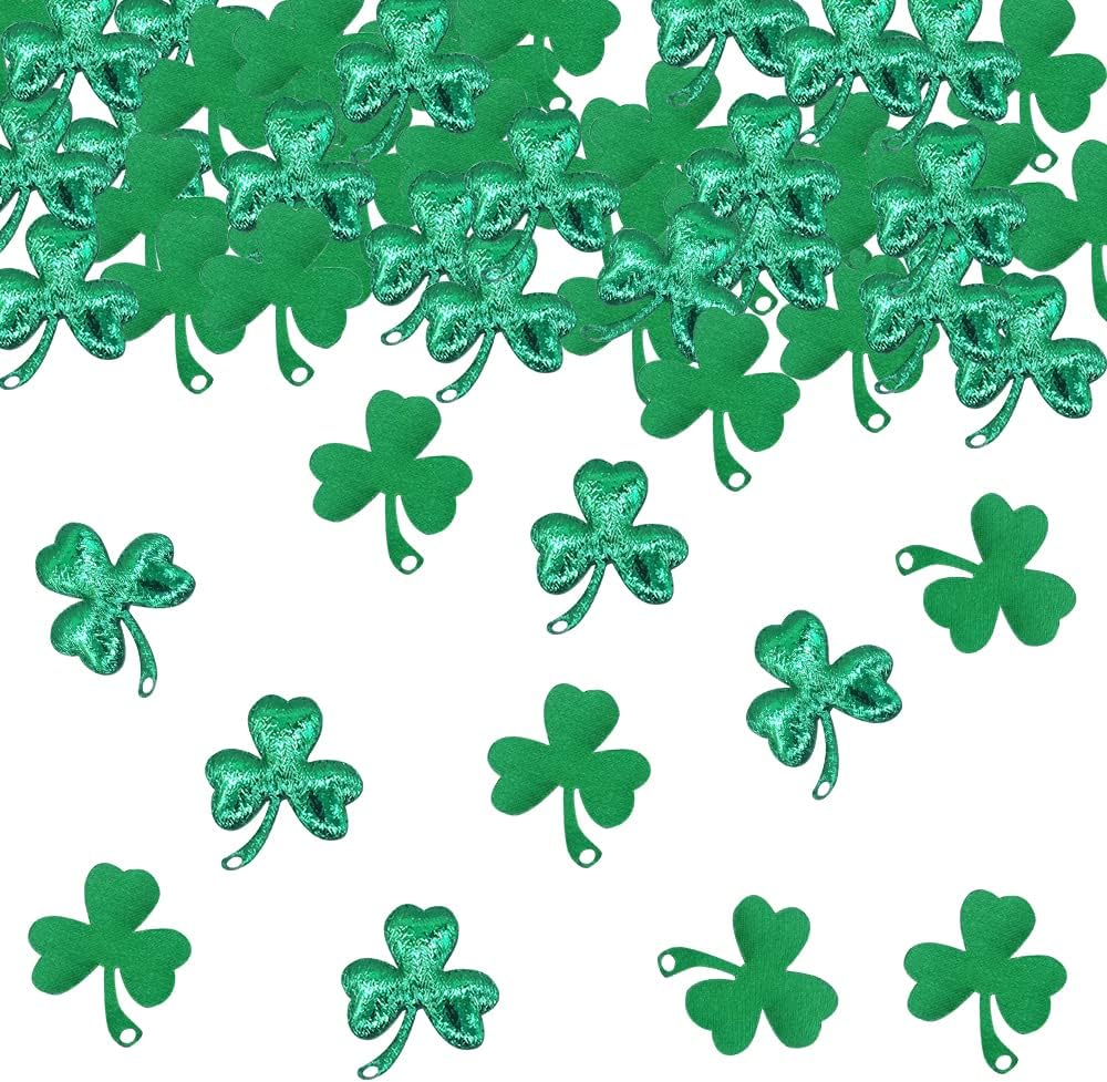 Hying 200 Pieces Spring Leaves Confetti Decorations for Table, Irish Shamrock Confetti Green Table Confetti Lucky Clover Leaves Sequin Sprinkles Confetti for Saint Patrick's Day Carnival Party Favors
