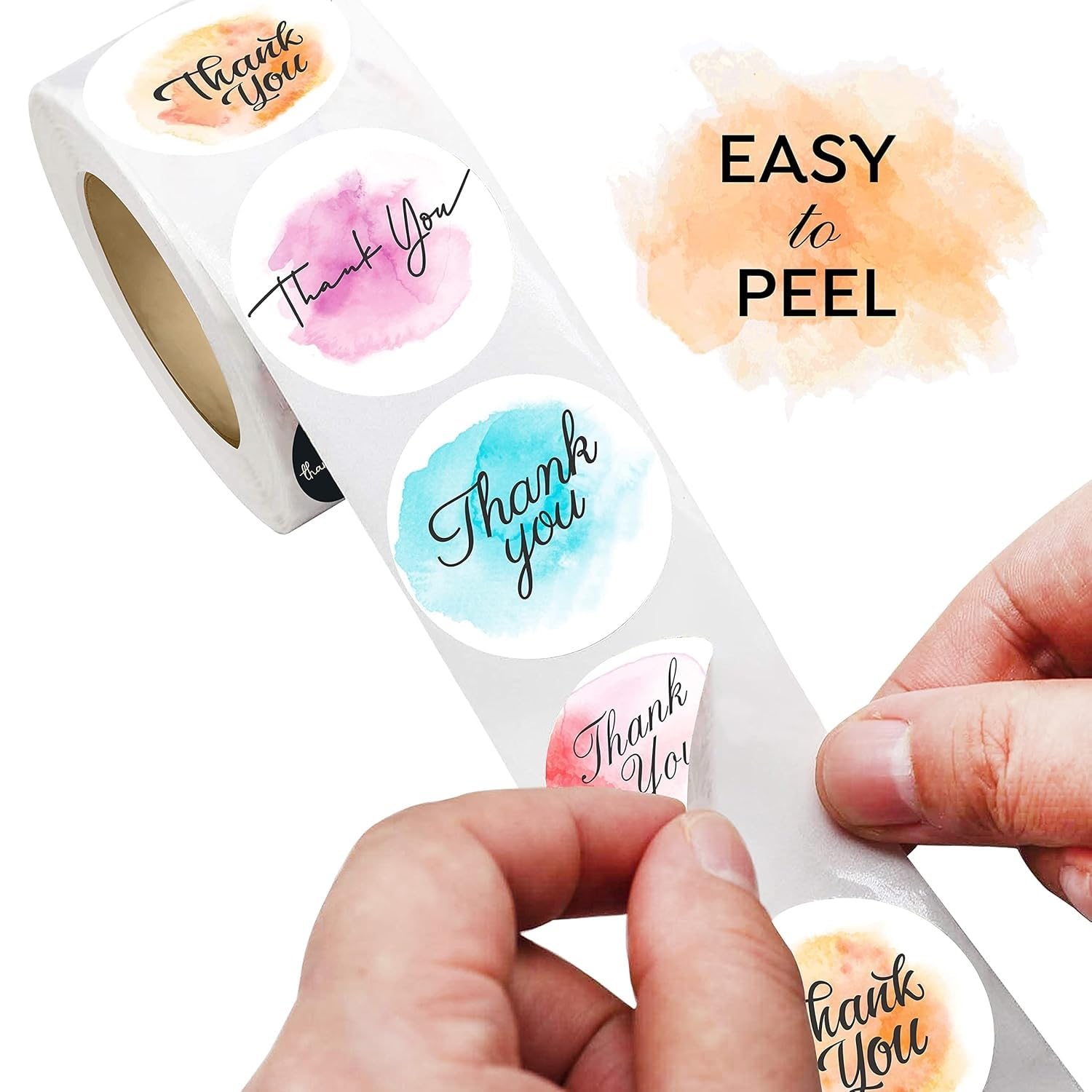 KmCho Thank You Stickers, Round Self-Adhesive Labels for Gift Wrapping, Packaging, Parties, Return Gifts & Business Use - (4 Roll, 4 X 500=2000 Pcs Stickers) (Pack of - 4)