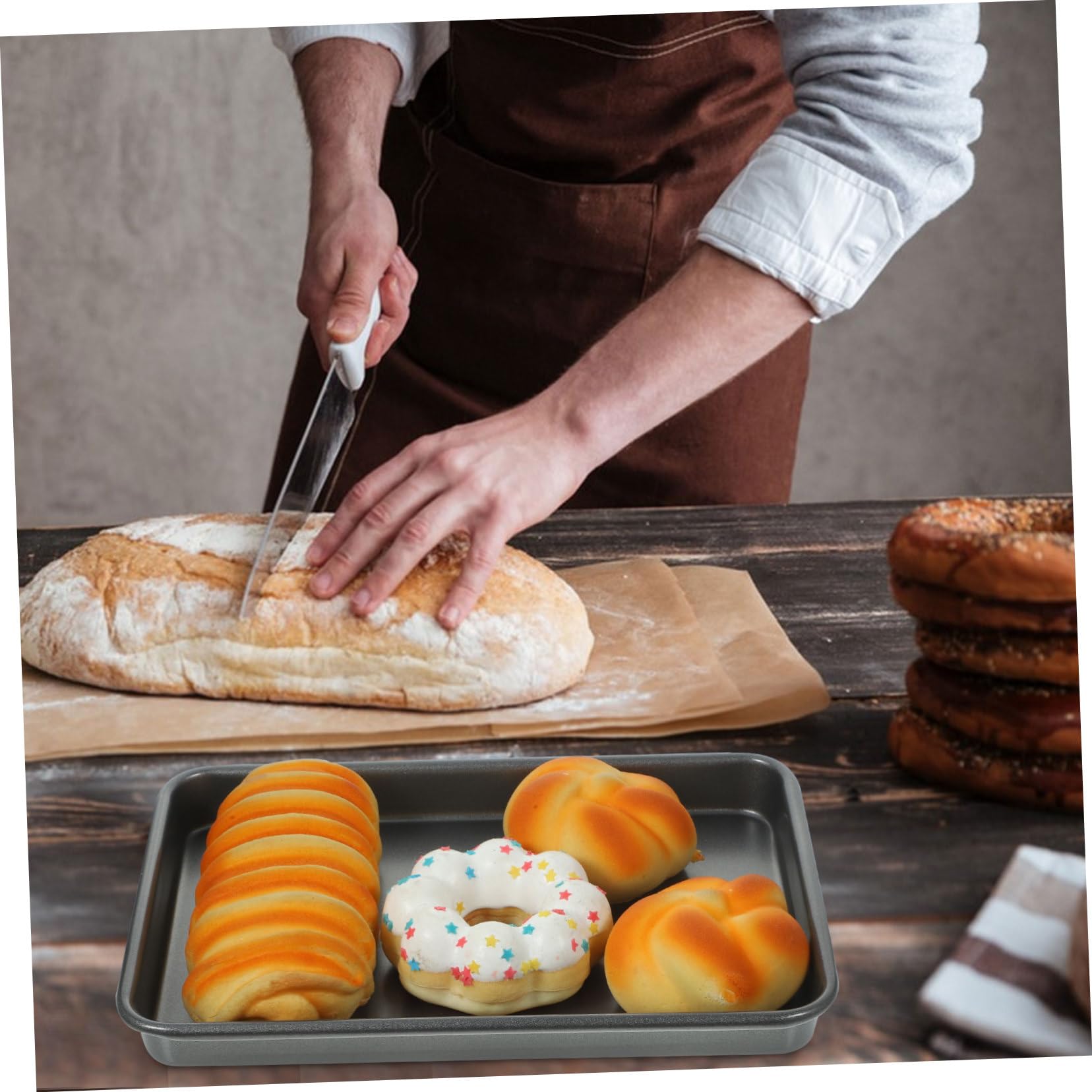Rectangle Baking Pan Heavy Duty Baking Mold Non Stick Kitchen Tray for Cakes Cookies Bread