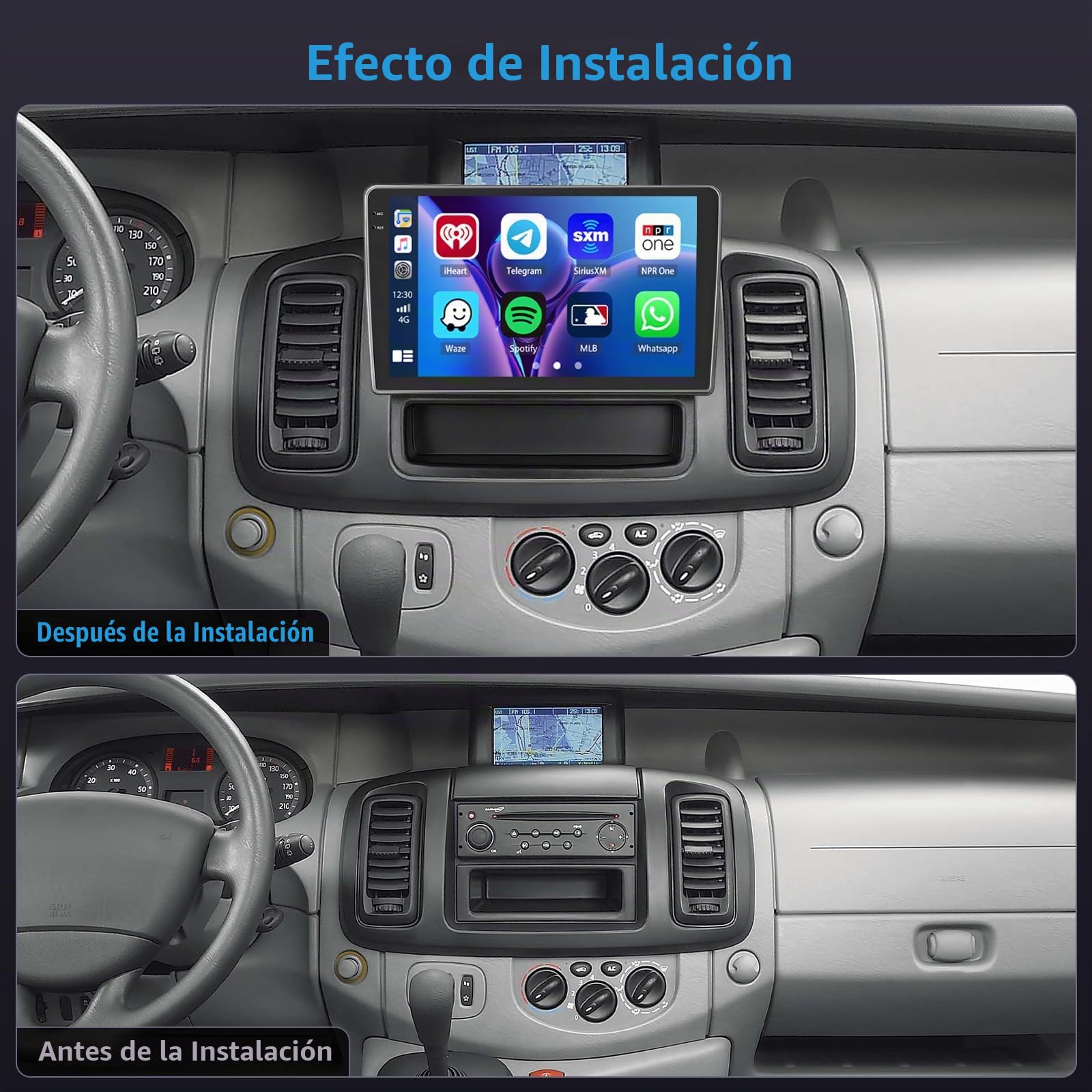 Inefala 4+128G Radio para Renault Trafic 2 Opel Vivaro A Nissan Primastar 2010-2014 Android 15 mit 10'' In-Cell Pantalla con Wireless Carplay y Android Auto Mirror Link Radio FM/RDS GPS WiFi BT SWC