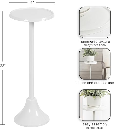 Miniatura 69 de Kate and Laurel Sanzo - Mesa moderna de pedestal para bebidas; 9 x 9 x 23; latón antiguo y negro; mesa auxiliar decorativa con mesa martillada para