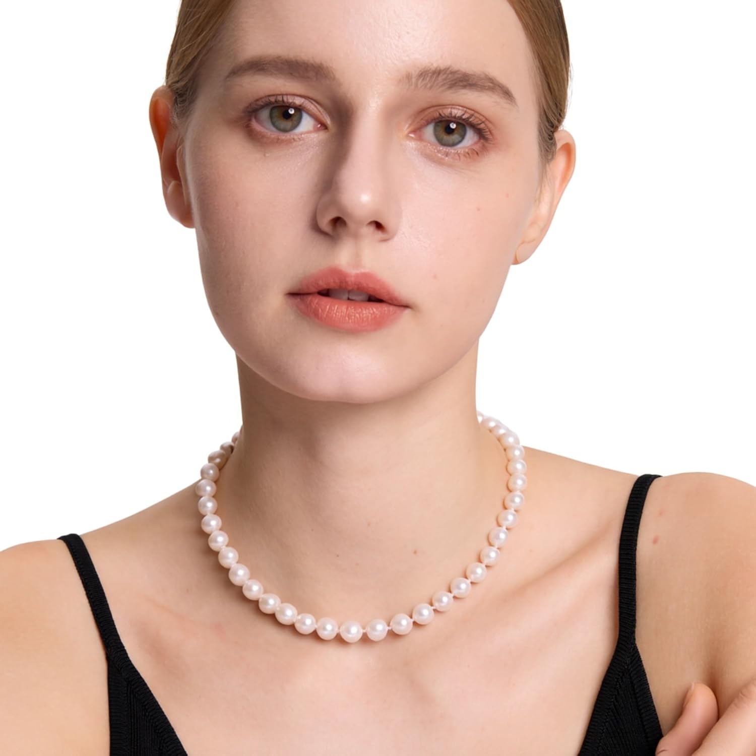 II ROUND PEARL II Real Pearl Necklace for Women Ivory Beige Cream White Pearls Jewelry Men Cultured Freshwater Sterling Silver Wedding - Image 2