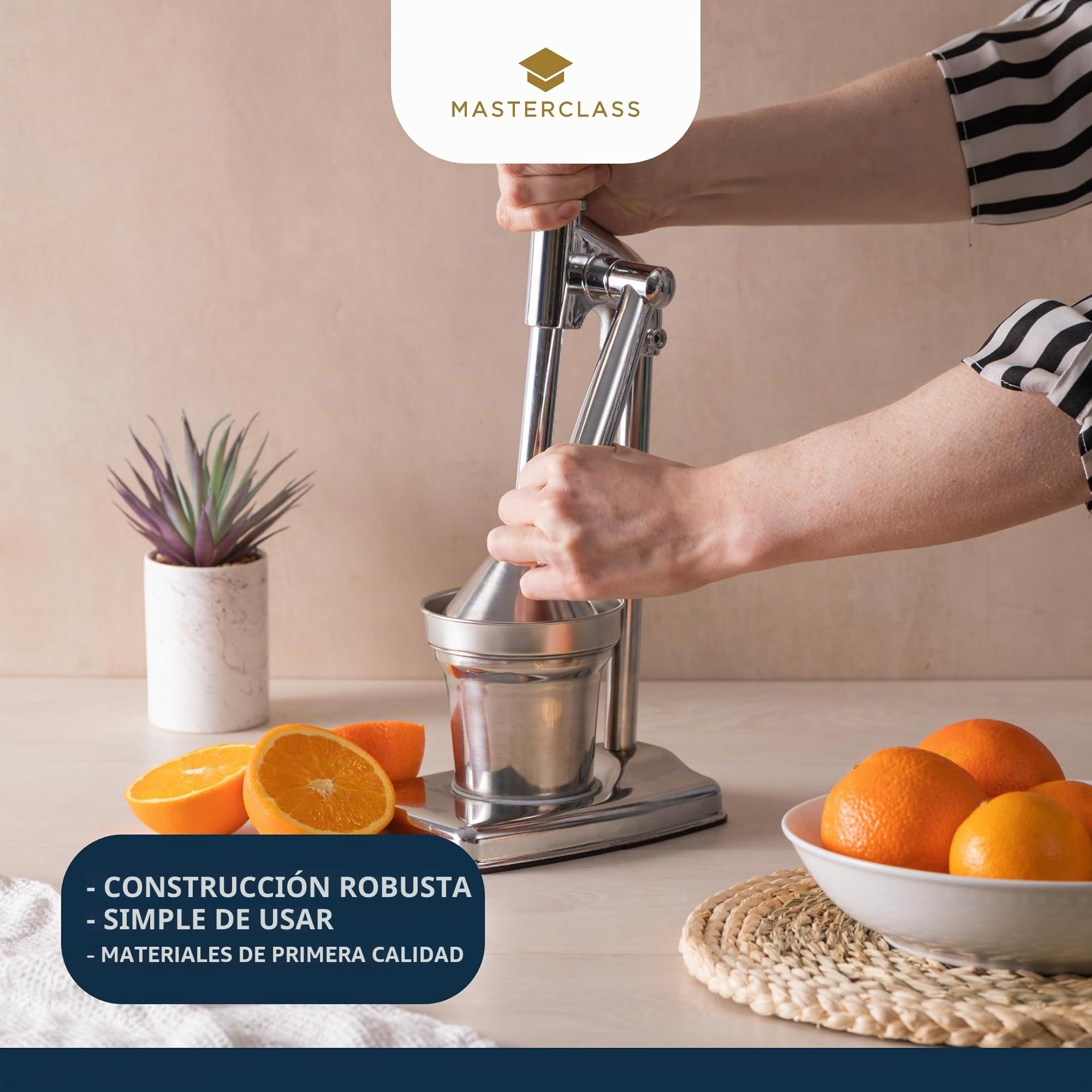MasterClass Exprimidor manual de naranjas de palanca cromada, 39 cm (15,5")