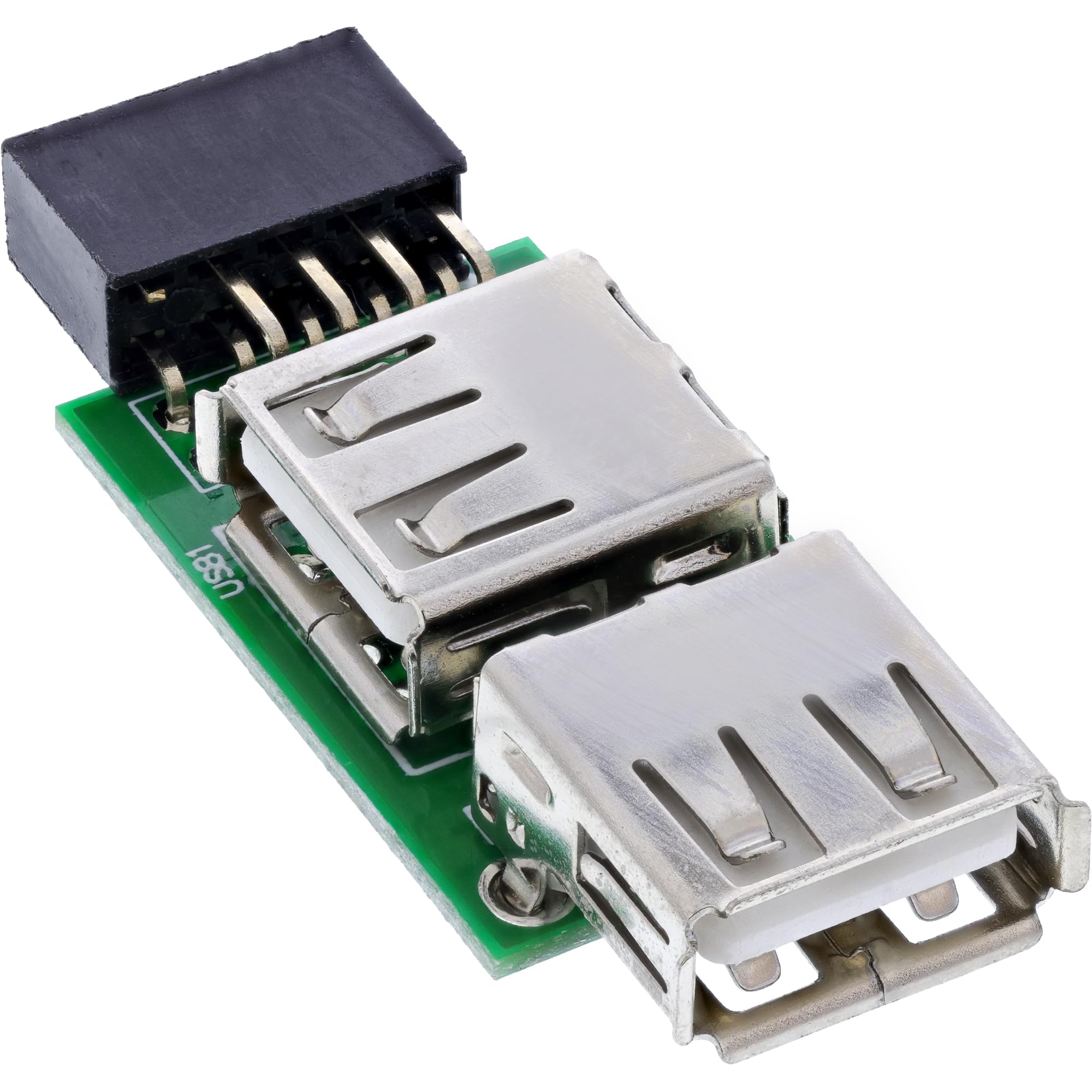 InLine® USB 2.0 adaptor internal, 2x USB A female to mainboard 1 item