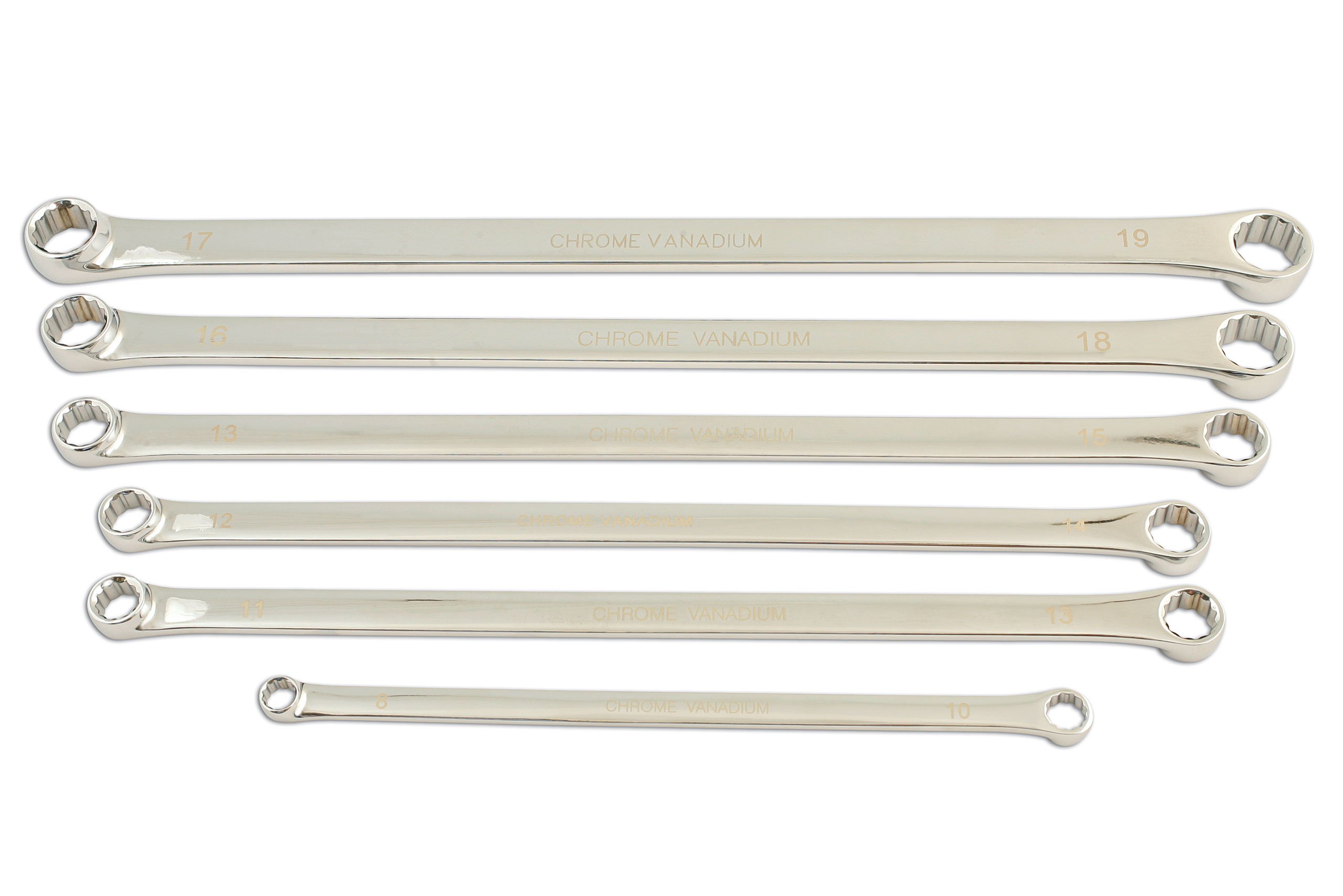 Laser 5672 6 Piece Extra Long Ring Spanner Set