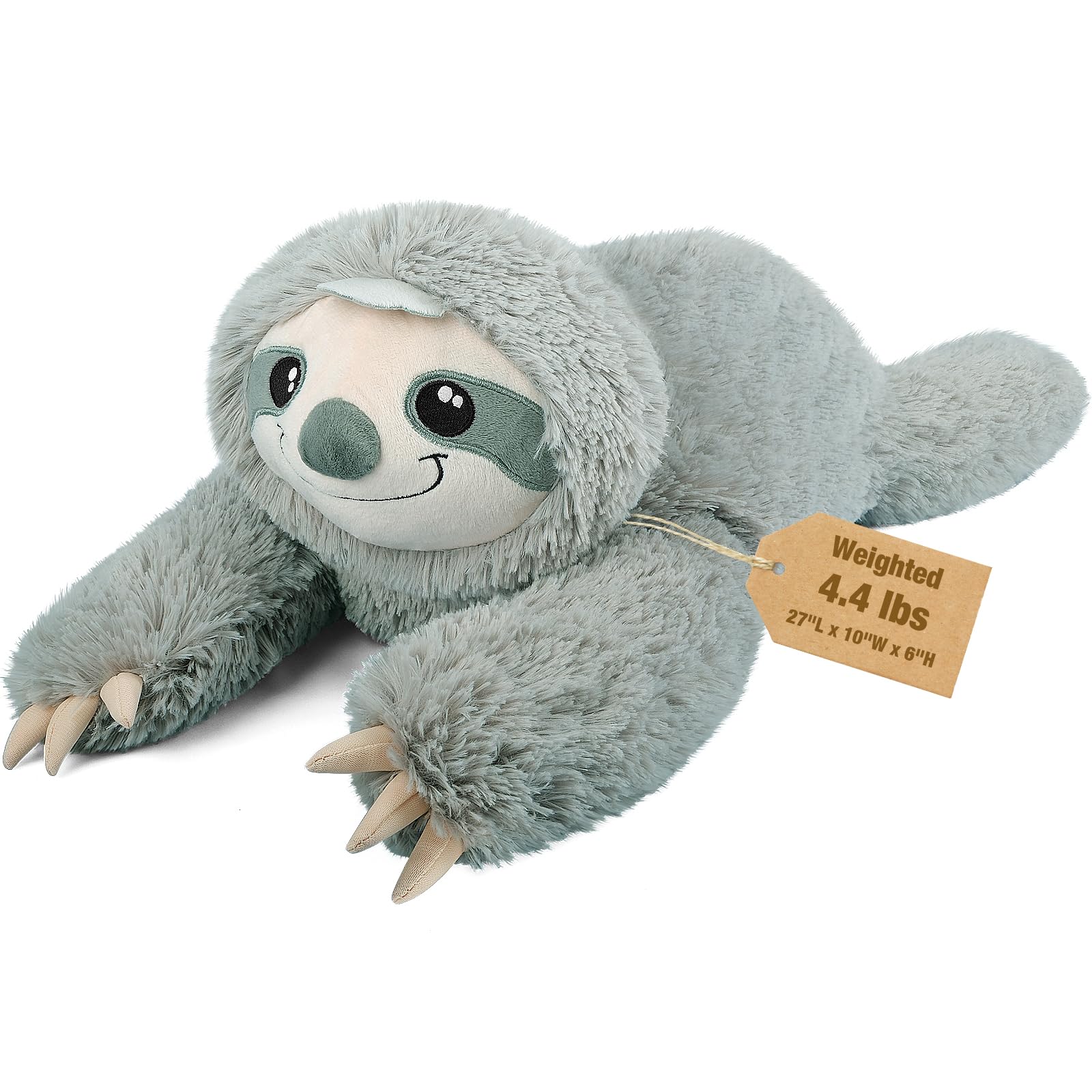 27" & 4.4 lbs Sloth Weighted Stuffed Animals, Cuddly & Soft Kids' Plush Toy Pillows for Companion, Large Plushies with Removable Ceramsite Bag, Gifts for Adults, Kids, Boys and Girls