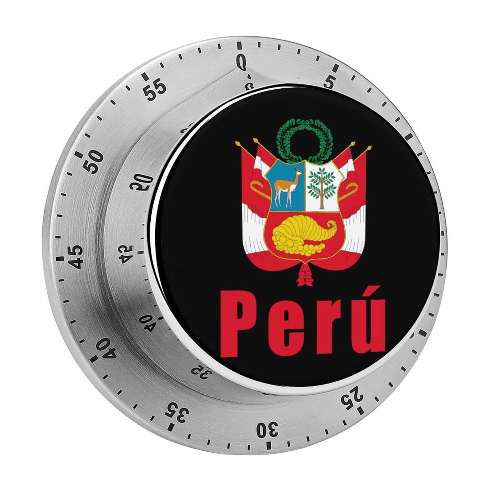 Peru Peruvian National Emblem Mechanical Timer with Alarm for Kitchen Cooking Productivity Stainless Steel Timers