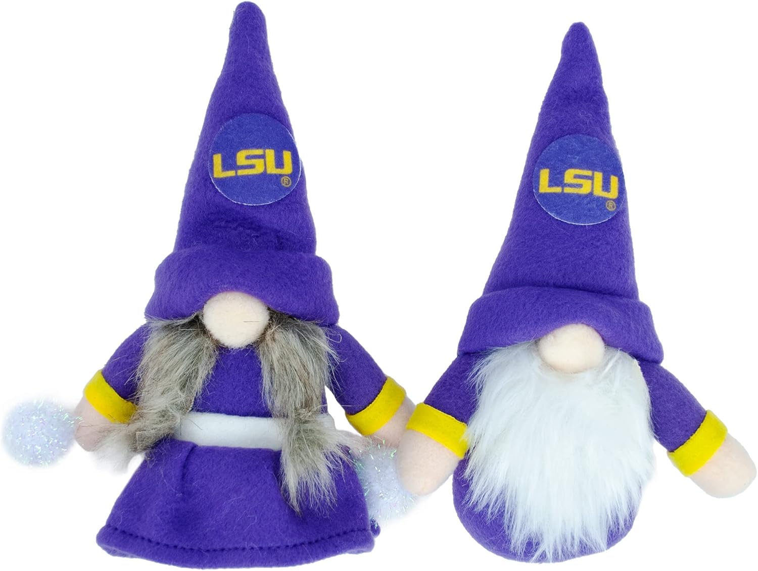 LSU Plush Set of 2 Gnome Ornaments by Hanna’s Handiworks