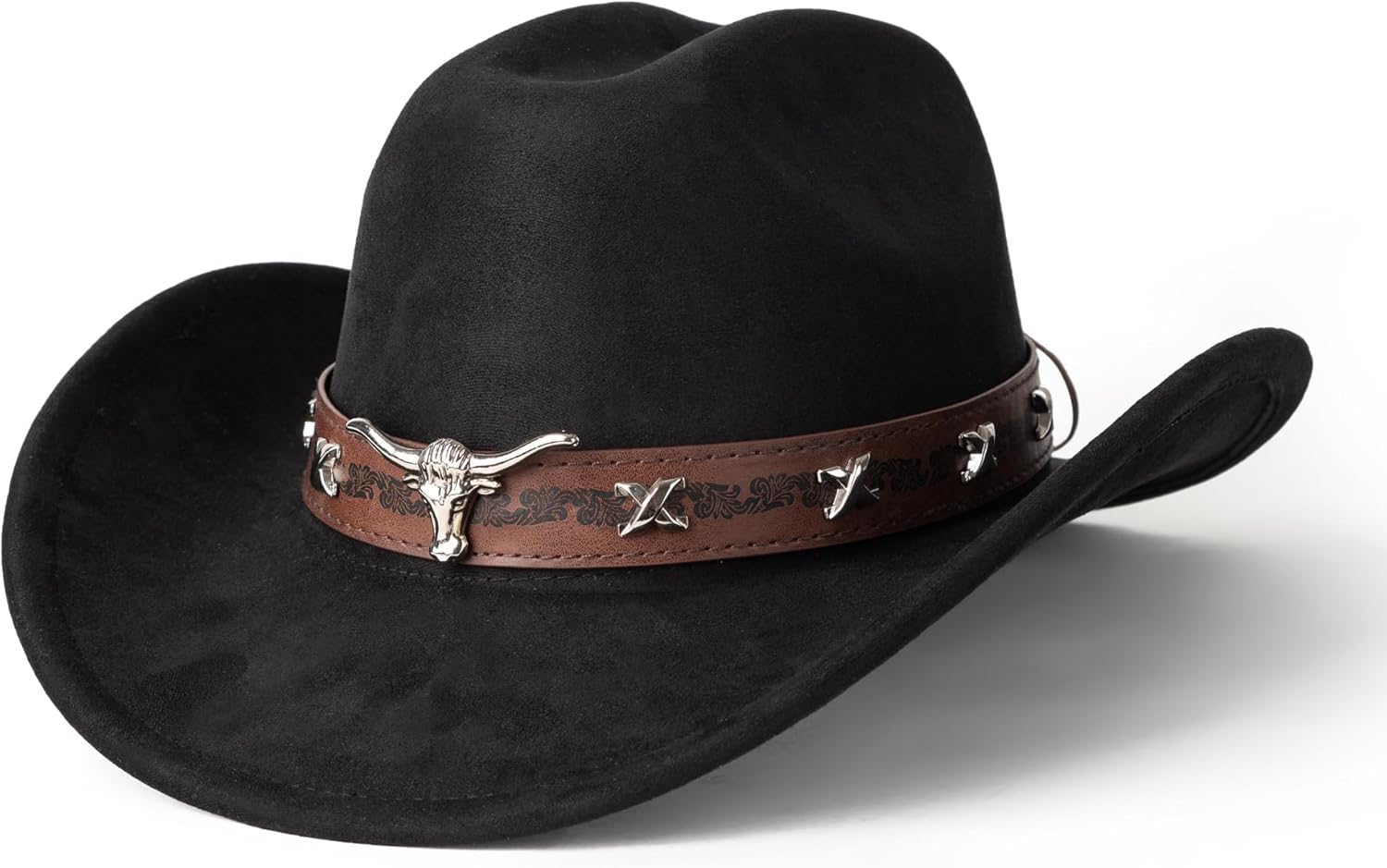 Gossifan Western Cowboy Hat for Men Women Wide Brim Suede Cattleman Cowgril Hats