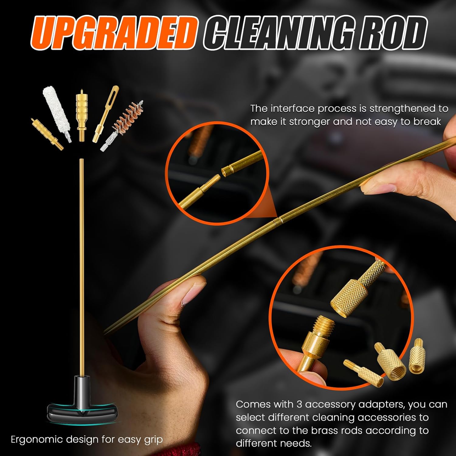 Gun Cleaning Kit Universal Supplies for All Caliber Pistol Rifle Handgun Shotgun Hunting Cleaning Kits with All Brass Brushes, Reinforced Rods, Jags, and Tough Carry Case