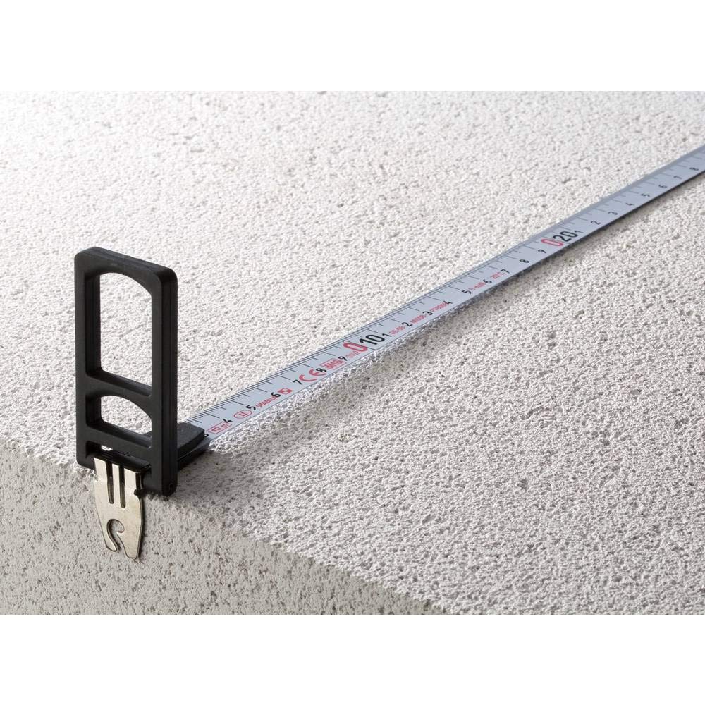 Stabila 17222 Bandmaß BM 50 W, 30 m, weißlackiertes Stahl-Messband, mit Universalhaken, Gelb, 30 m, Stahlband