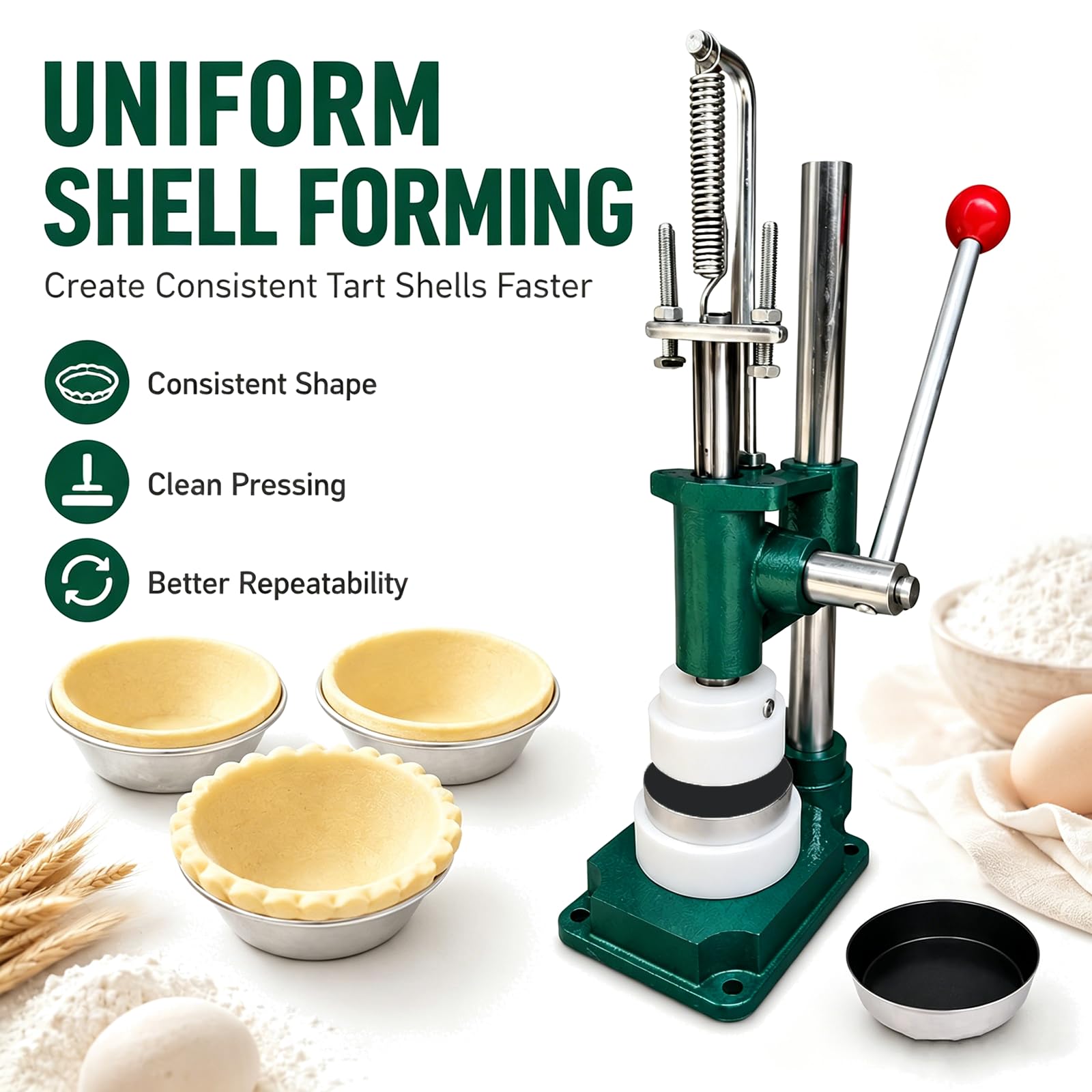Manuelle Eierkuchenpresse, antihaftbeschichtet, für einheitliche Eierkuchen, Törtchen und Muffins, Größe 100 x 97 x 24 mm, für den gewerblichen Gebrauch