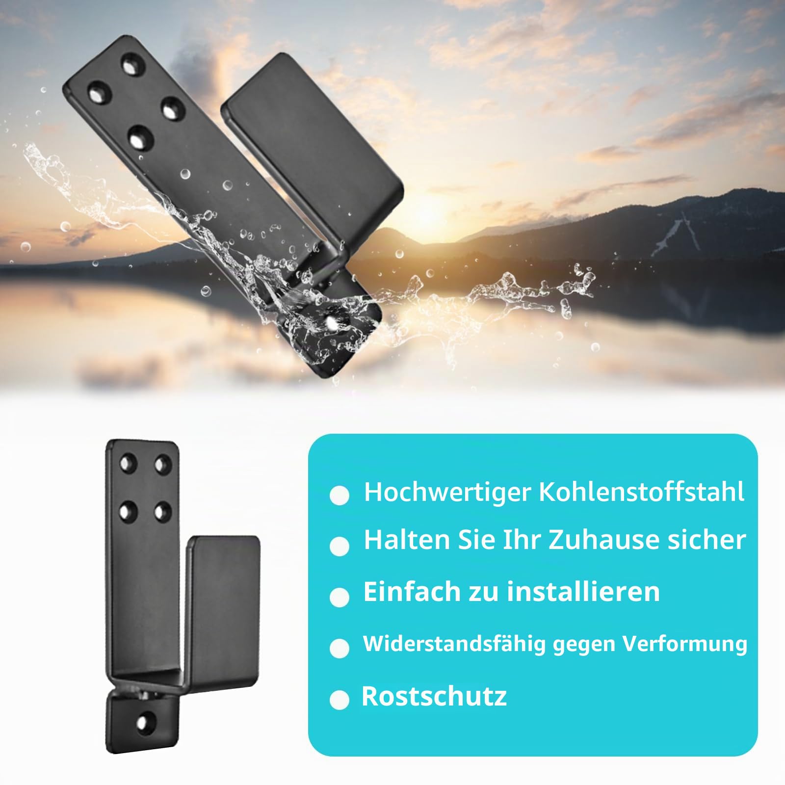 2 x 4 Tür Barricade Klammern, 4 Stück U Winkel Halterung für 2 x 4 Lumber mit 20 Schraube, Metallwinkel Sicherheitstürschloss Halterungen für verstärkte Scheune Schuppe Garage Türschloss(Schwarz)