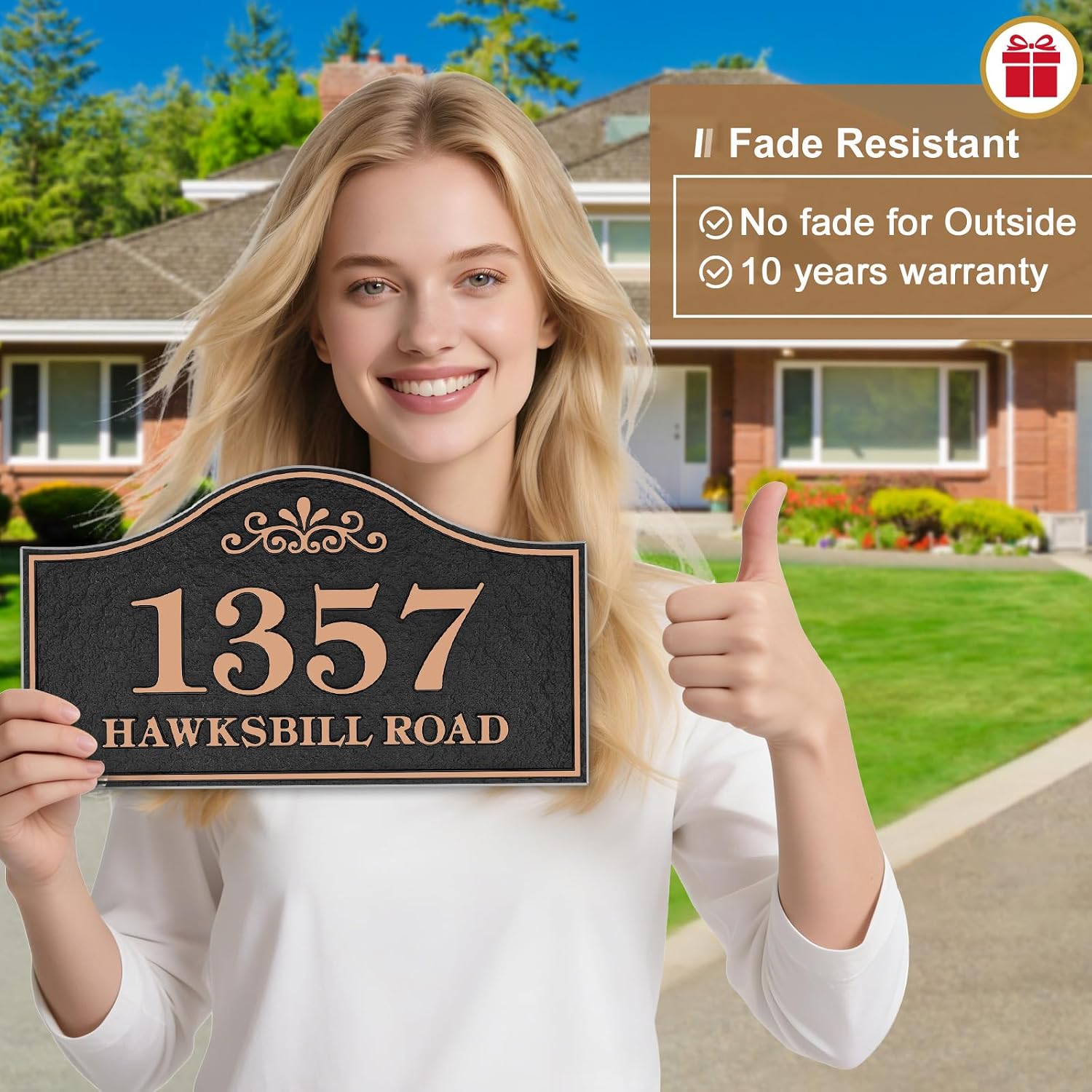 Large Address Plaque Handcrafted, Custom House Number Sign,Address Sign,House Numbers for Outside House,Brick Mailbox,Driveway - Metal & Weather Resistant 911 Signage 12'' x 6.9''