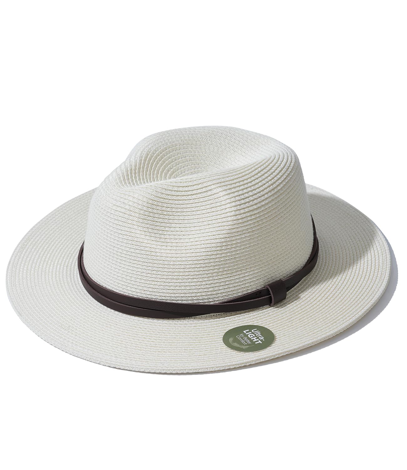 Creekstone Cappello Panama in paglia, cappello da sole Fedora, UPF 50+, tesa larga, cappello da sole Fedora estivo da spiaggia per uomo e donna