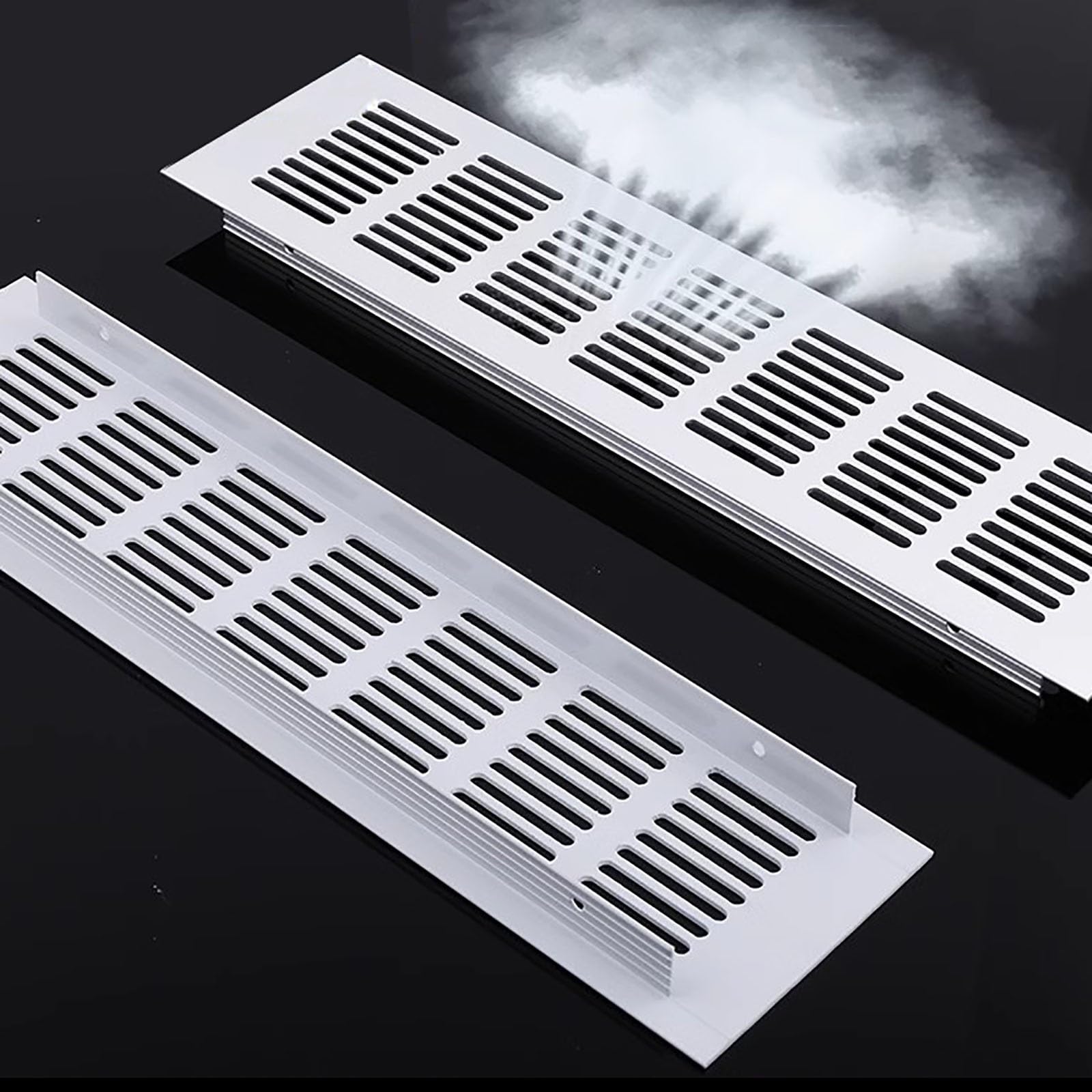 Esta Rejilla metálica Rectangular de aleación de Aluminio para ventilación (138 x 570 mm y 88 x 220 mm) con Acabado Negro hogar y la Oficina.