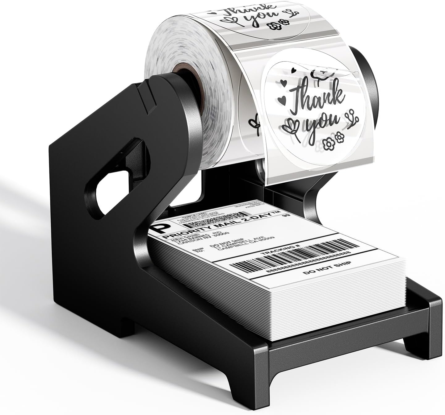 Thermal Label Holder, Thermal Label Holder for Roll and Fan-Fold 4x6 Labels, Shipping Label Printer Holder for Home and Office, Sticker Dispenser, Label Holders Black