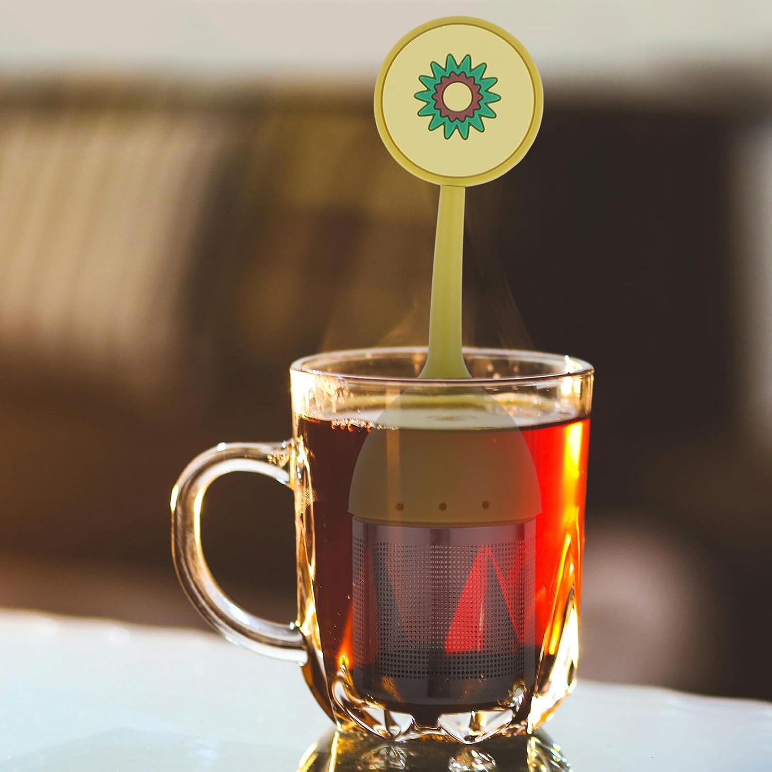 Silicone Tea Filter with Stainless Steel Mesh, Reusable Infuser