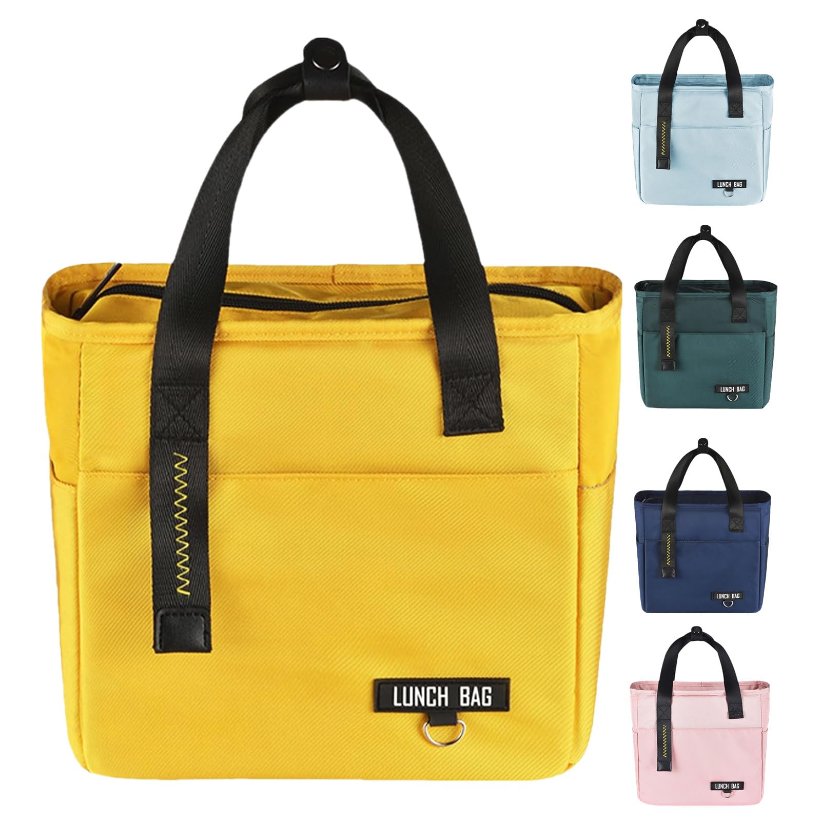 WYSUMMER Insulated Lunch Bag for Women Men, Reusable Leakproof Tote Bag with Handle, Portable Cooler Bag for Work Office Picnic Travel (Yellow, Small (23X14X22cm))