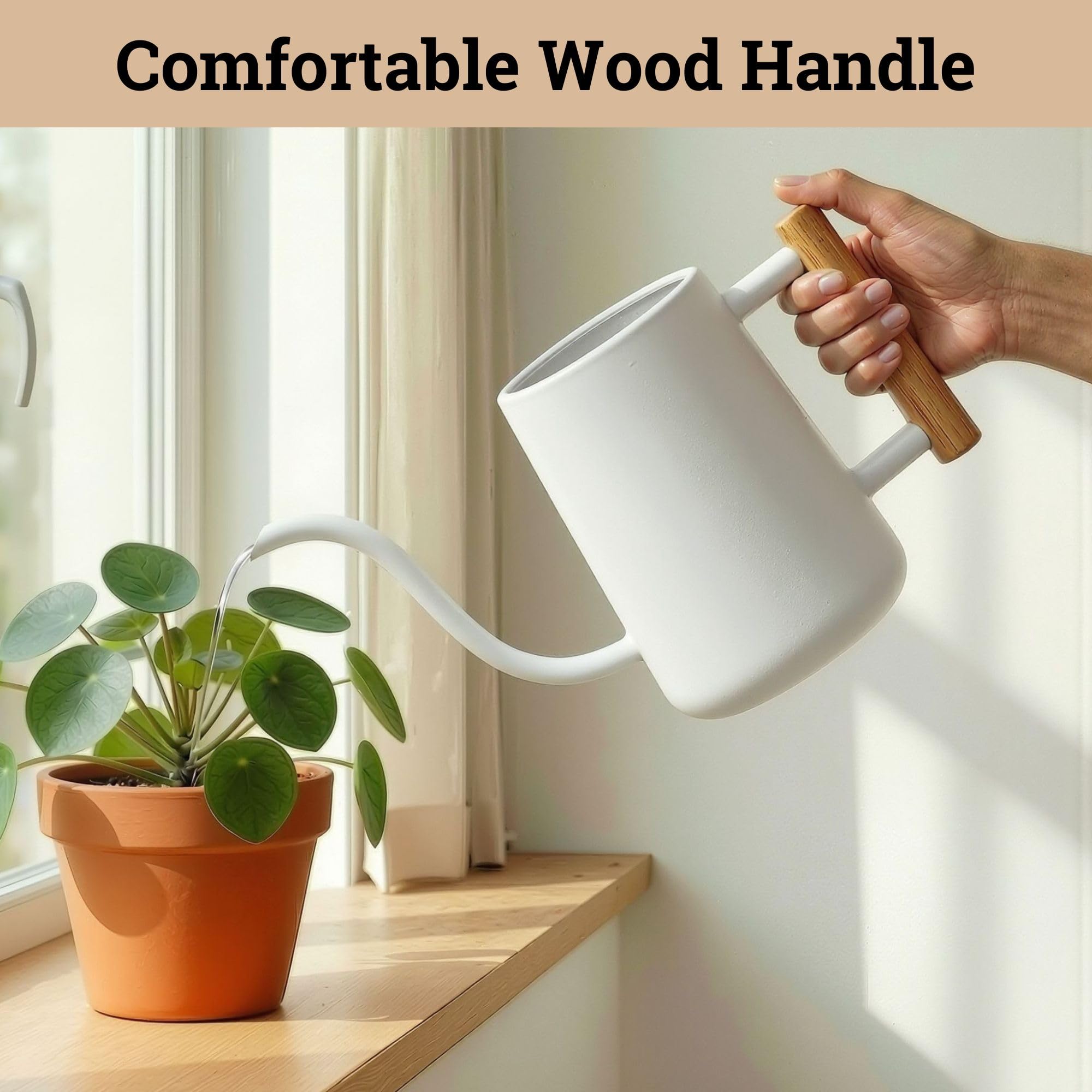 HB Design Co. Arrosoir d’intérieur avec Long Bec, 1 l, Blanc, pour Plantes d’intérieur, Adorable, de Petite Taille