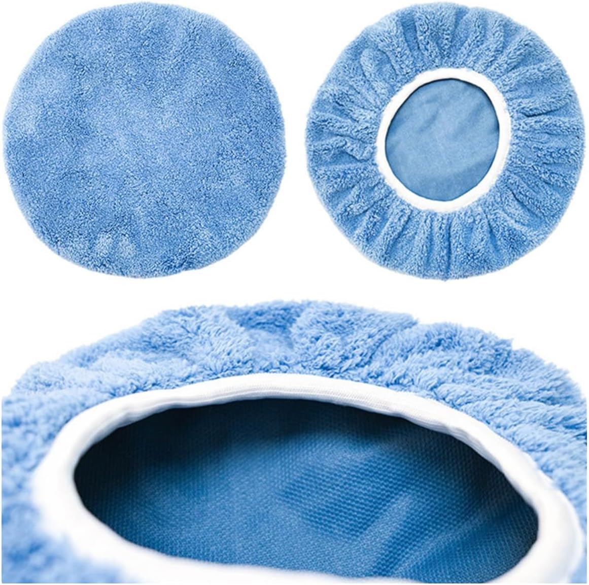3 Pack Buffer Polisher Pads, Coral Fleece Wax Pads for Car, Soft 9-10" Bonnets for Detailing