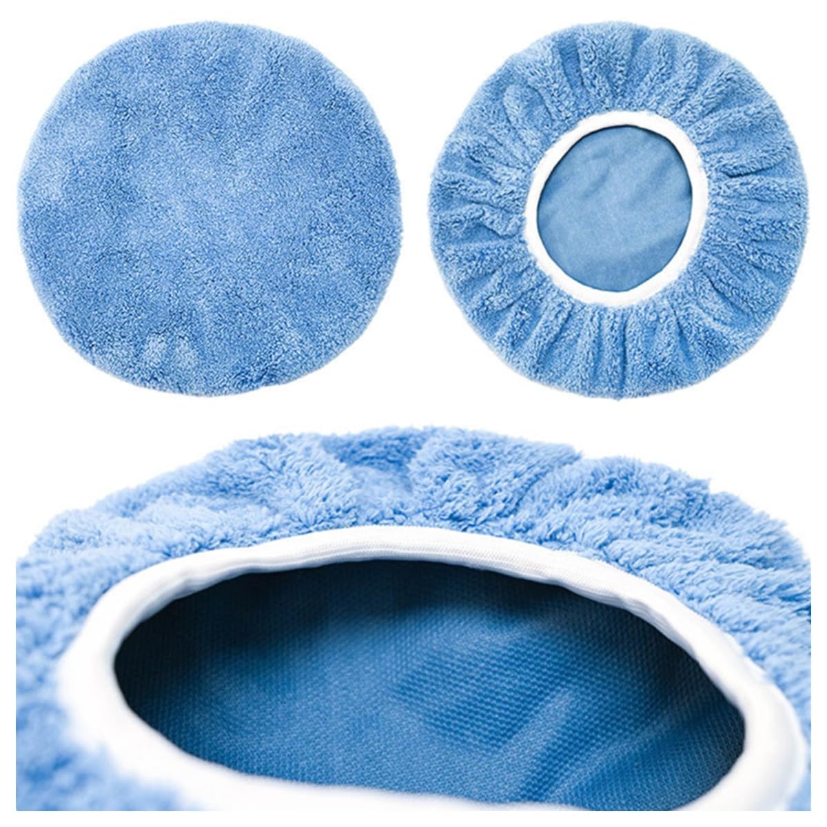 RHFGSFSS 3 Pack Buffer Polisher Pads, Coral Fleece Wax Pads for Car, Soft 9-10" Bonnets for Detailing