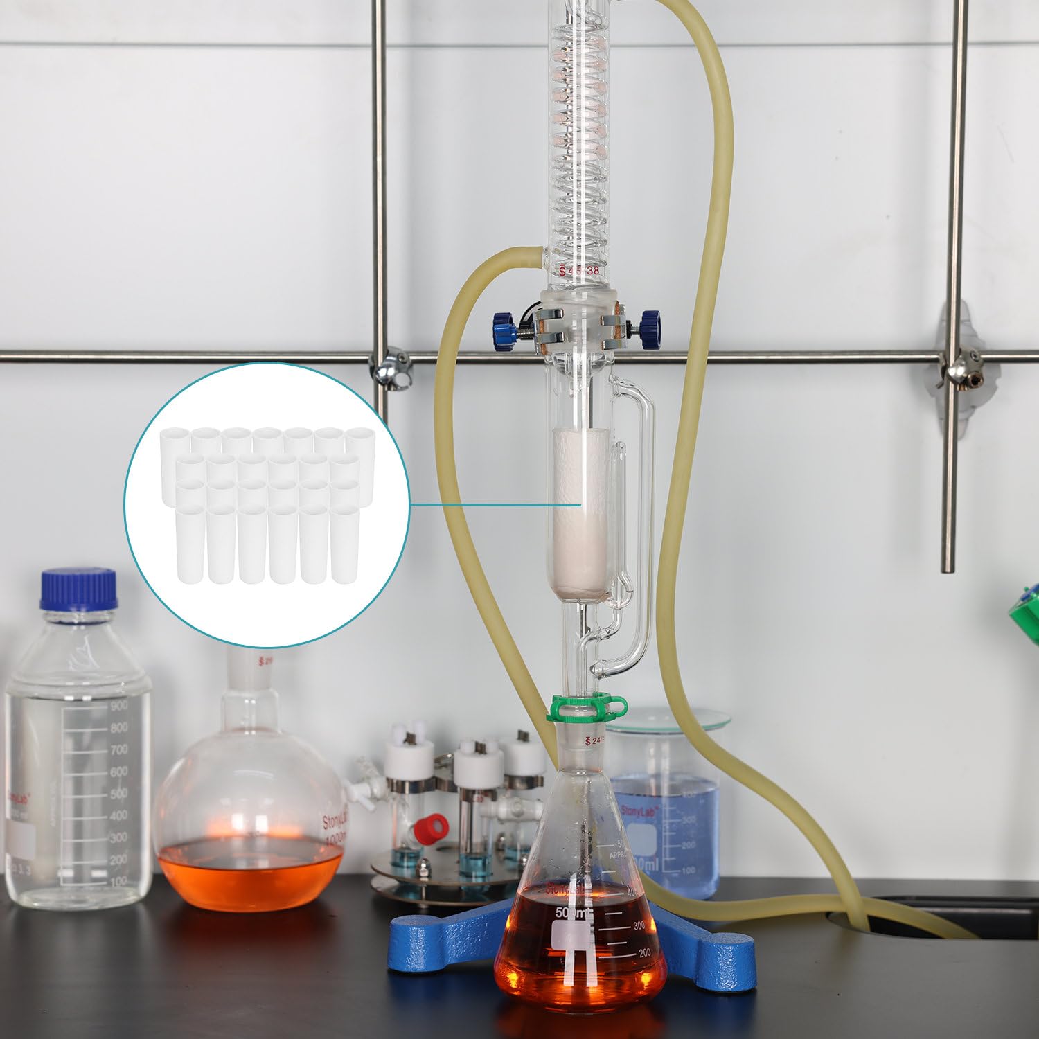 stonylab Dedal de Extracción de Celulosa, Dedal de Extracción de 34 mm de O.D. con 100 mm de Longitud y 2,5 mm de Espesor para Aparato de Extracción Soxhlet (Paquete de 25)