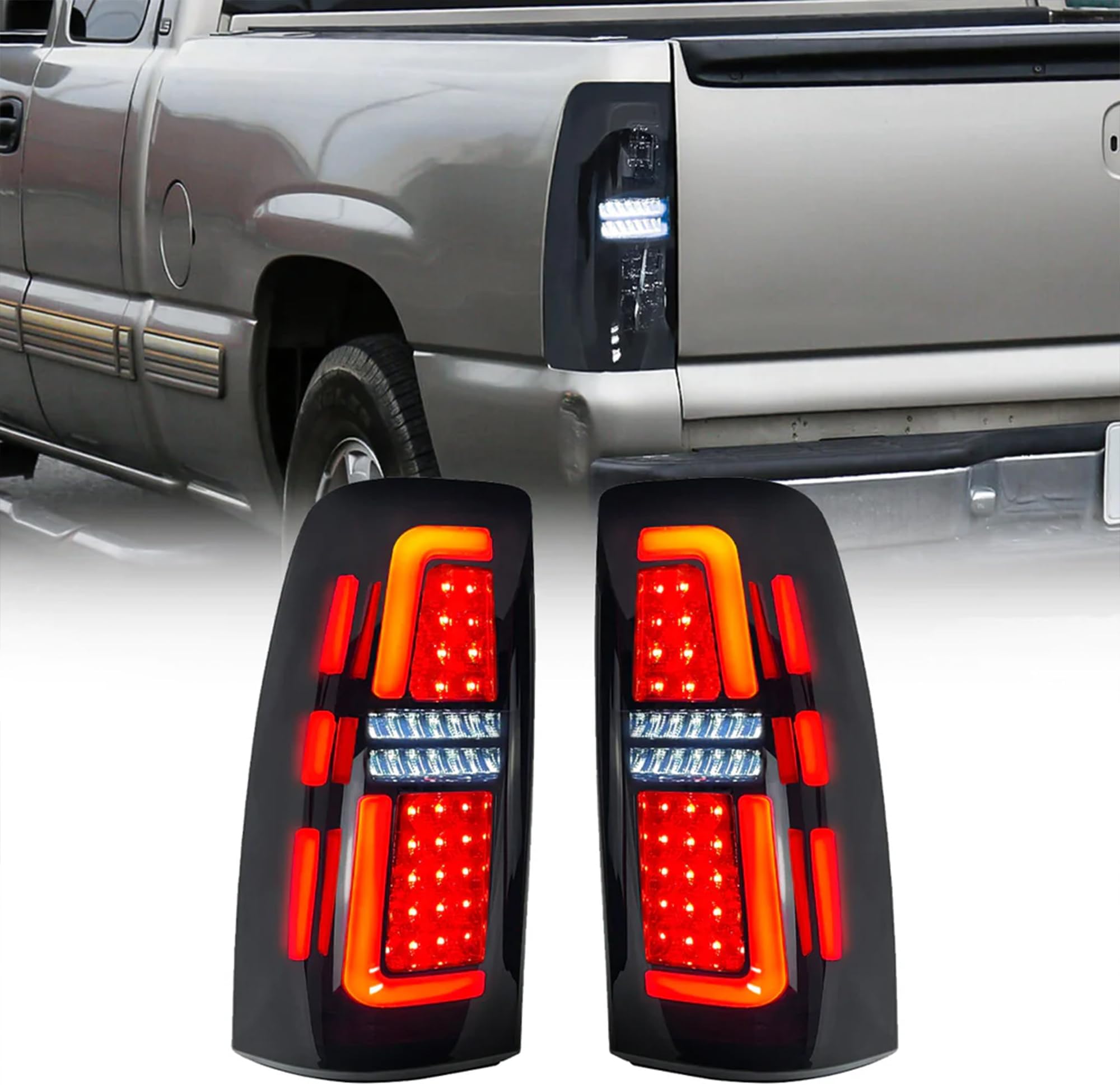 AMERICAN MODIFIED LED Tail Lights Compatible with 99-06 Chevy Silverado & 99-02 GMC Sierra