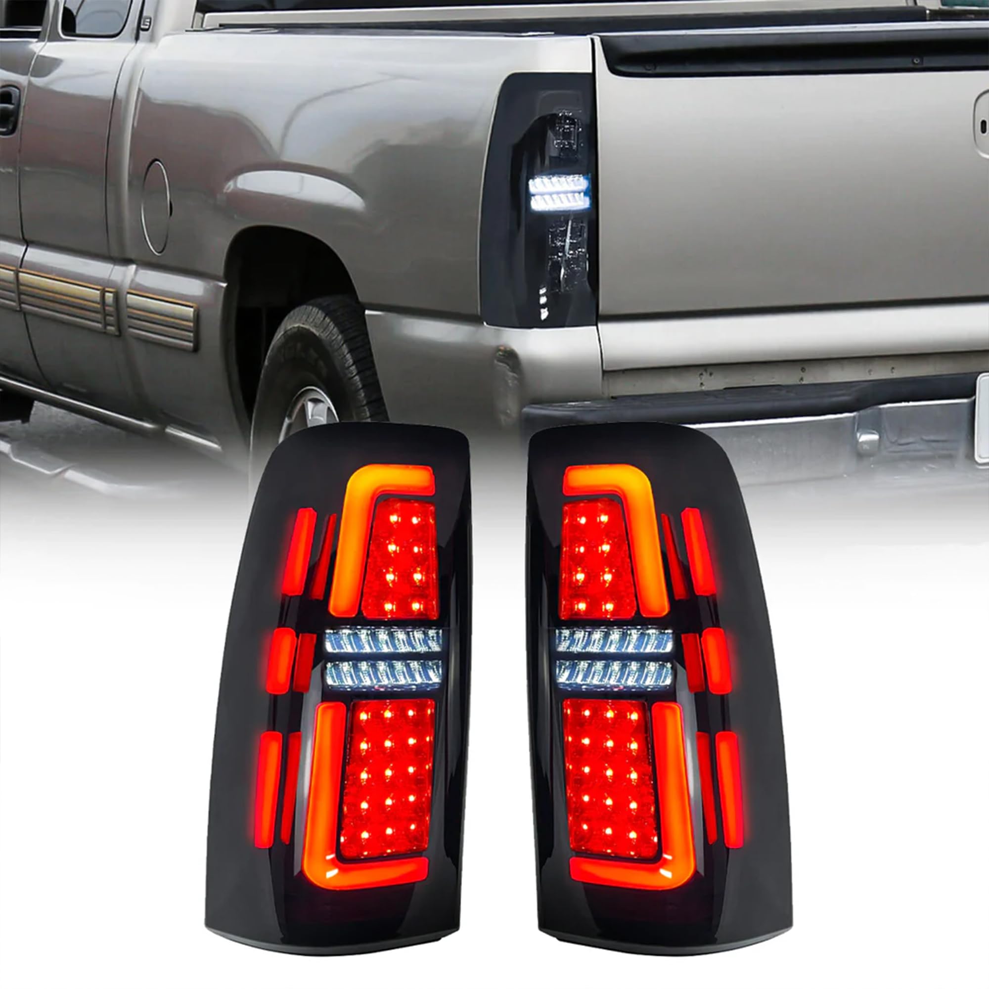 AMERICAN MODIFIED LED Tail Lights Compatible with 99-06 Chevy Silverado & 99-02 GMC Sierra