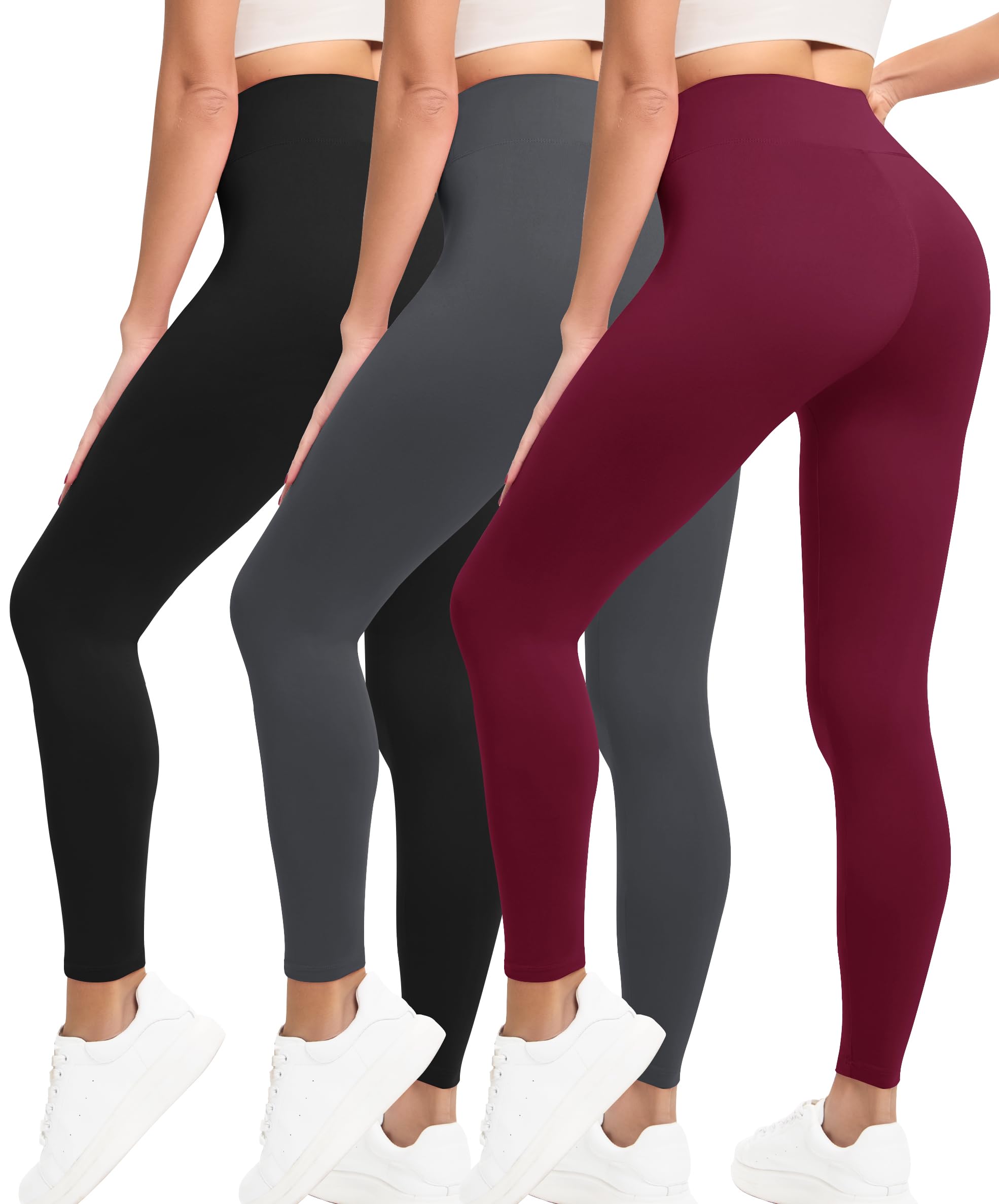 VALANDY Creamlush 3 Pack Leggings for Women-High Waisted Buttery Soft Stretch Yoga Lounge Pants