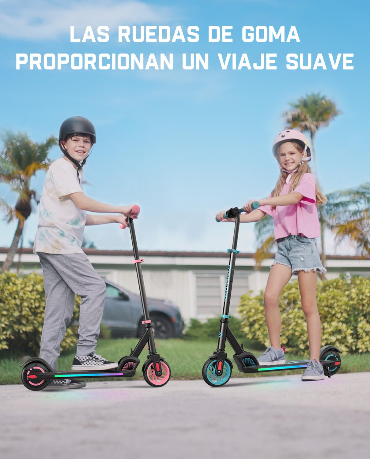 FanttikRide C9 Apex Patinete Electrico para Niños, Bluetooth | Altavoz Bluetooth, Luces Arcoíris, 8/13/16 km/h, Alcance de 8 km, Altura Ajustable, Plegable, hasta 60 kg