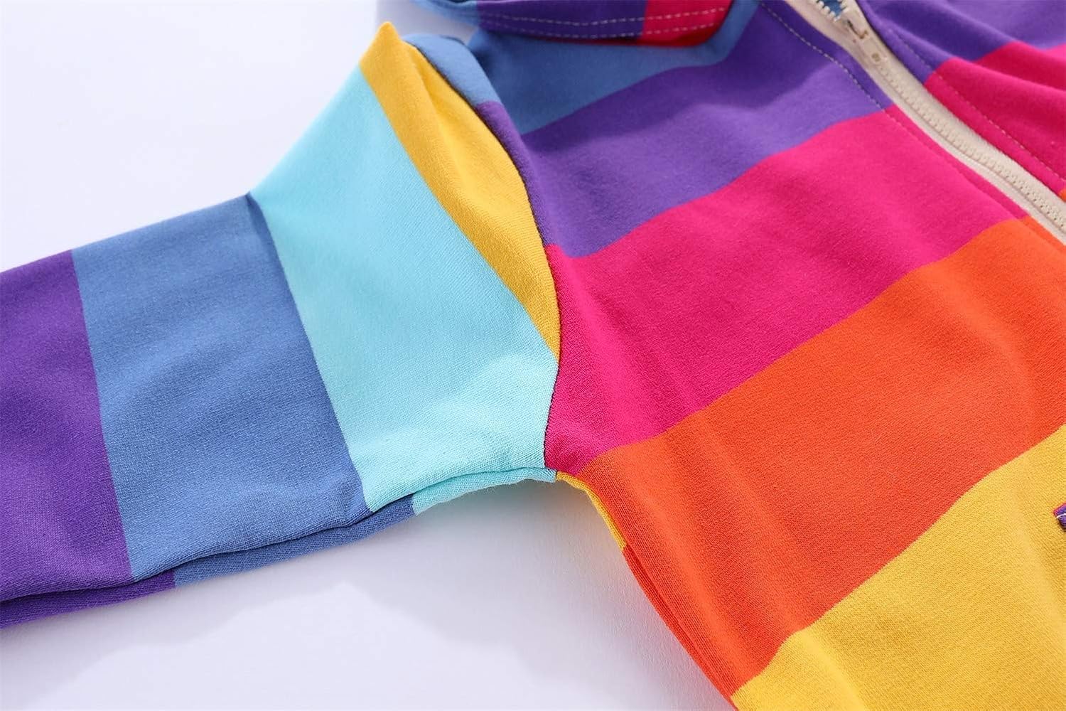 Mud Kingdom Boy Zip Up Hoodie Sweatshirt with Hood Rainbow Patchwork - Image 7