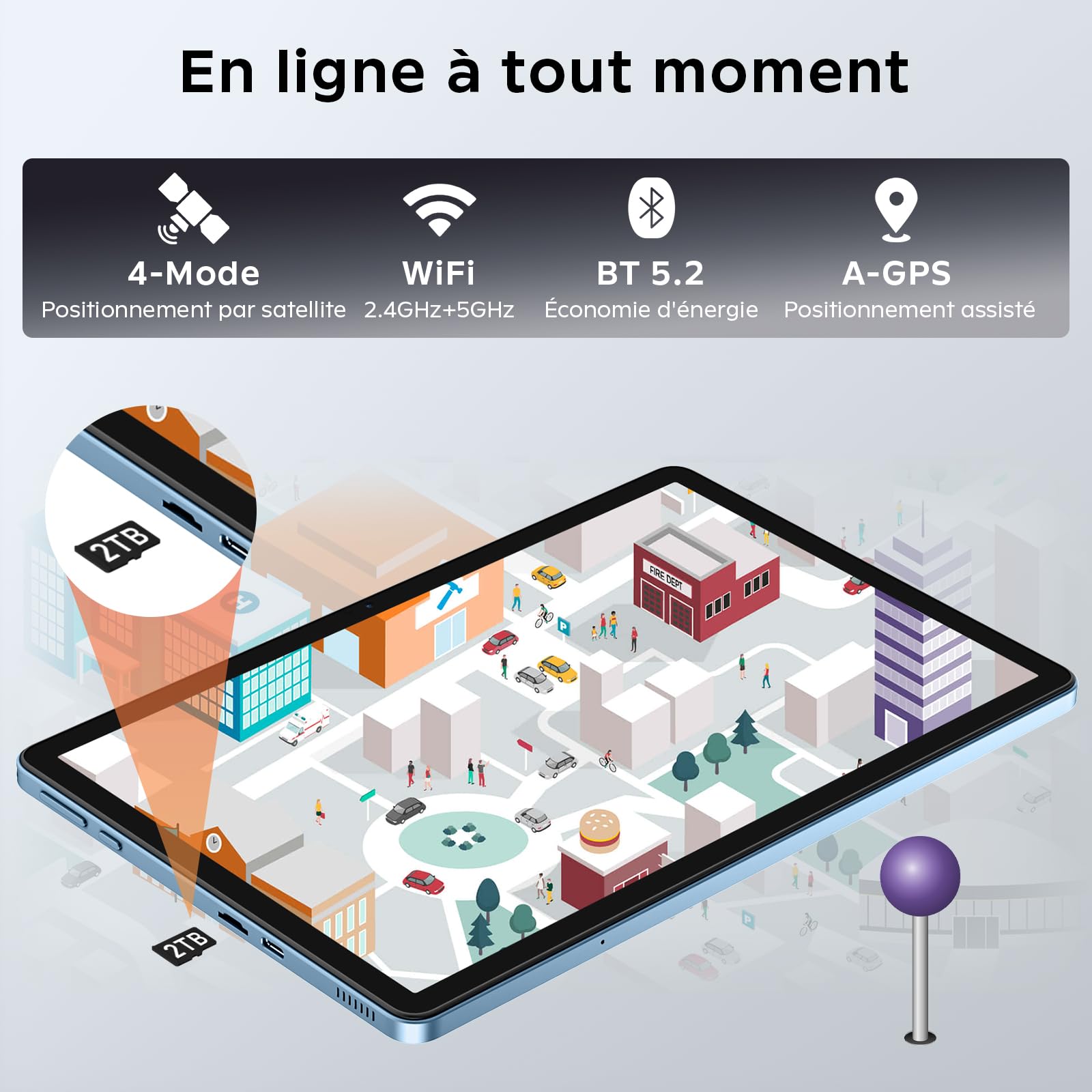 11 Pouces Tactile Android 16 Tablette avec Gemini AI|T7250 Octa-Core|24Go RAM+256Go ROM(TF2To)|16MP+8MP|1920x1200 IPS HD Display|Certifié Widevine L1|GPS|8000mAh|5G WiFi|Clavier+Souris+Coque (Bleu)