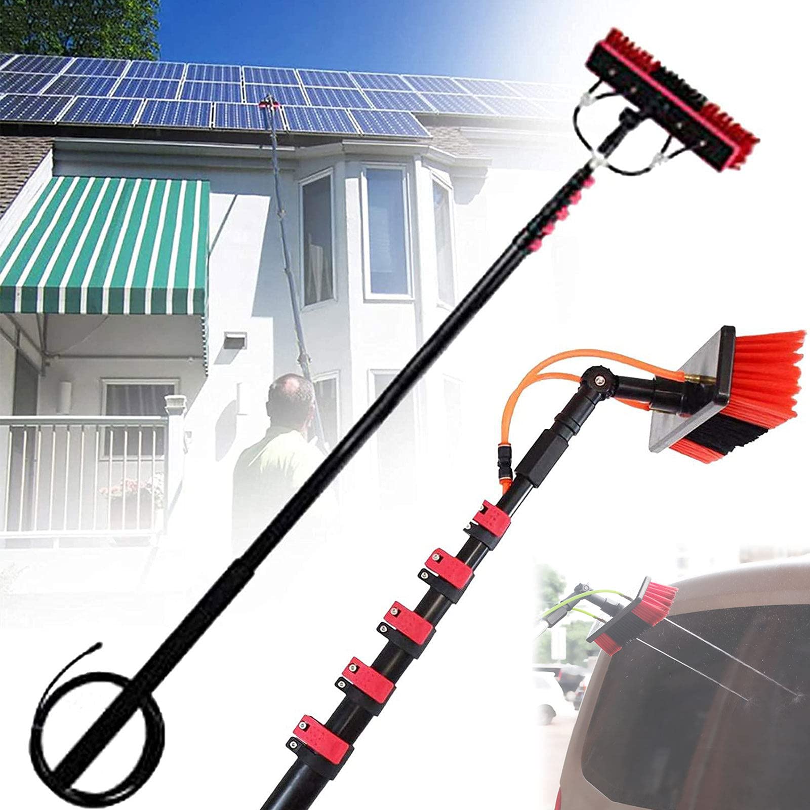 LMMIAOZ 3.6-11M Telescopic Window Cleaning Brush & Water Fed Pole Set - Professional Photovoltaic Panel & Truck Cleaning Equipment for Efficient Cleaning Solutions